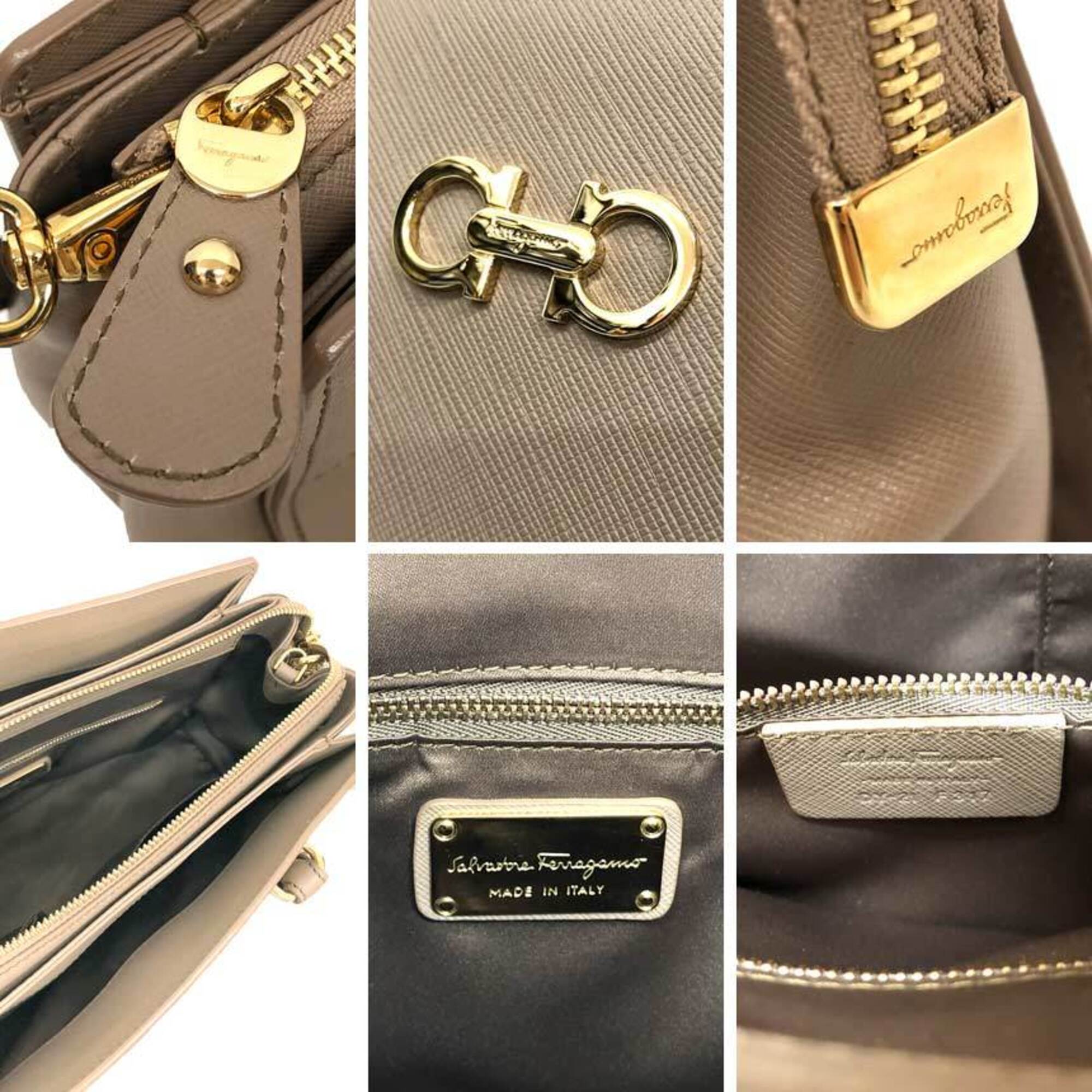 Salvatore Ferragamo Beige Leather Handbag Shoulder Bag (Pre-Owned)