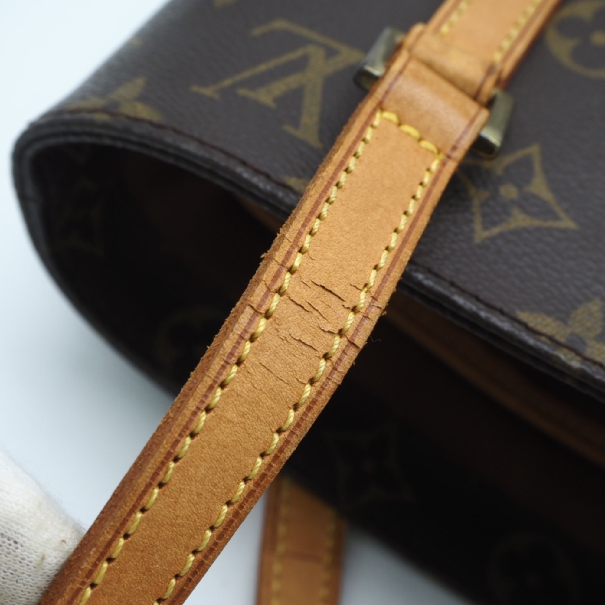 Louis Vuitton Monogram Beige Brown Coated Canvas Leather Handbag (Pre-Owned)