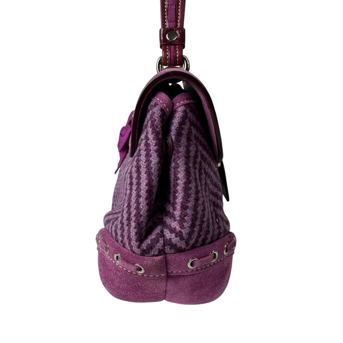 Coach Purple Suede Wool Jacquard Patent Leather Handbag (Pre-Owned)