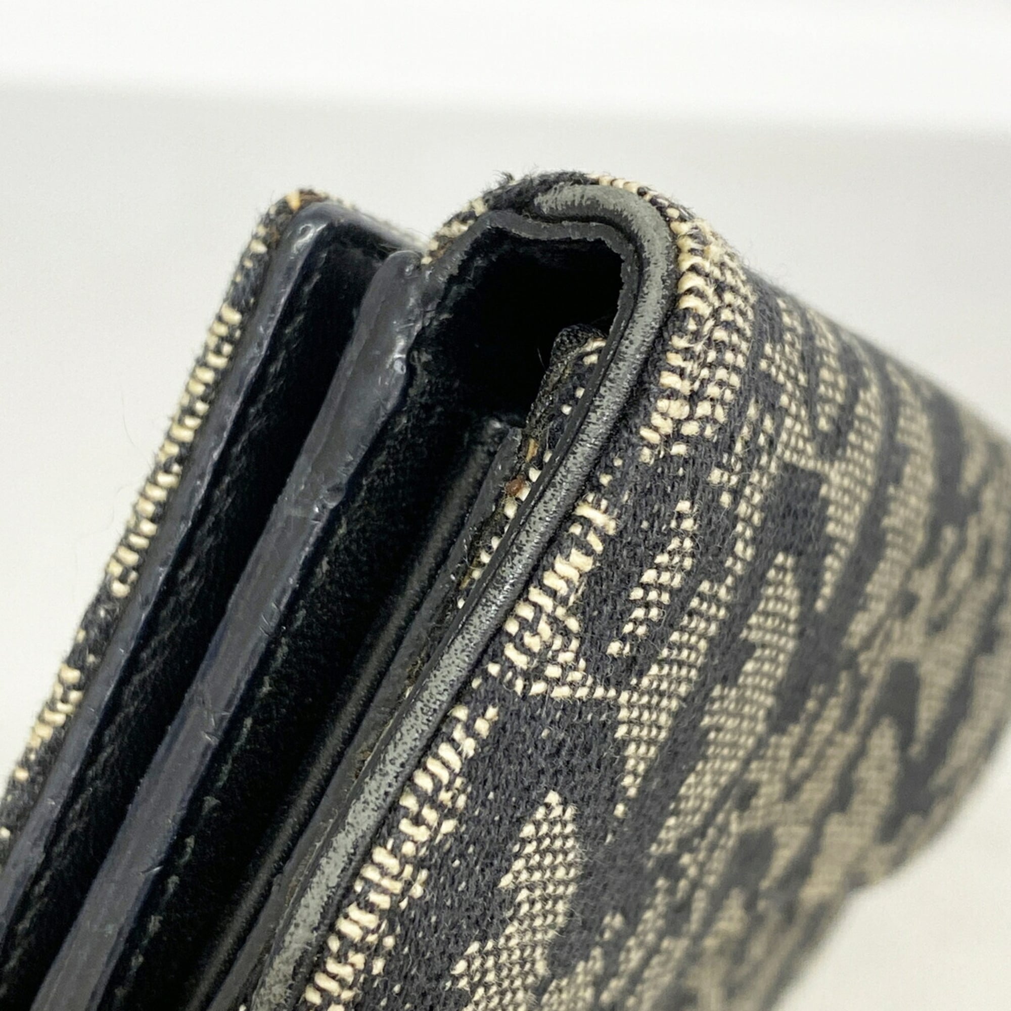 Christian Dior Beige Black Canvas Wallet (Tri-Fold) (Pre-Owned)