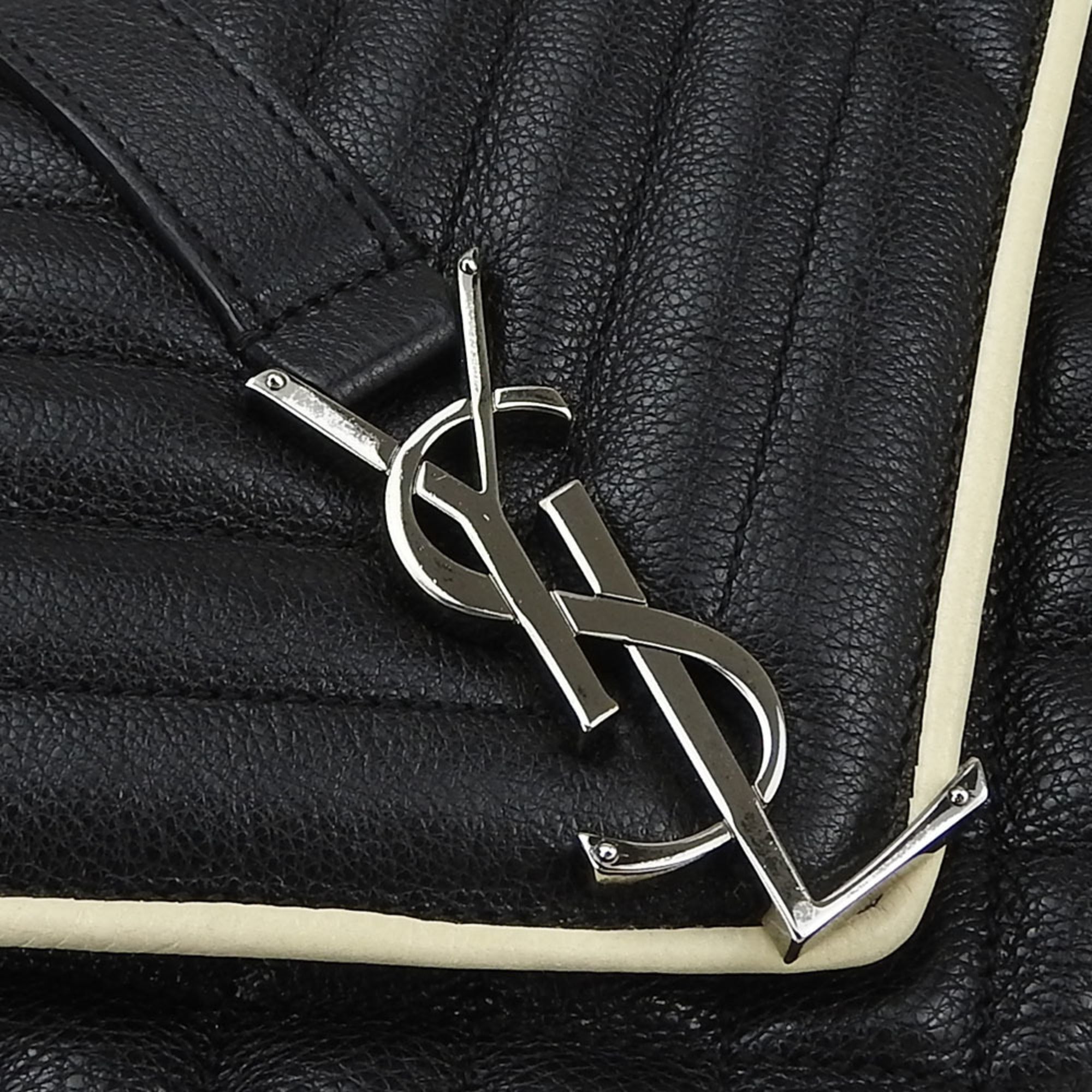 Saint Laurent Black Ivory Leather Shoulder Bag (Pre-Owned)