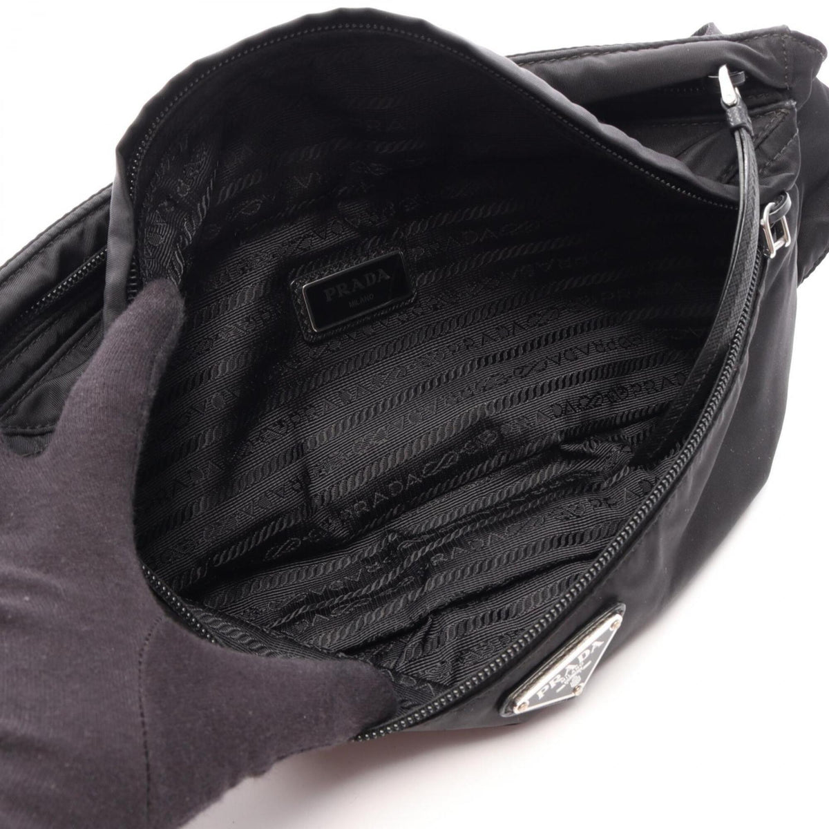 Prada Black Nylon Leather Fanny Pack (Pre-Owned)