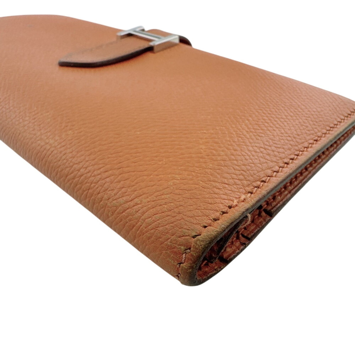 Hermes Bearn Orange Epsom Leather Long Wallet (Bi-Fold) (Pre-Owned)