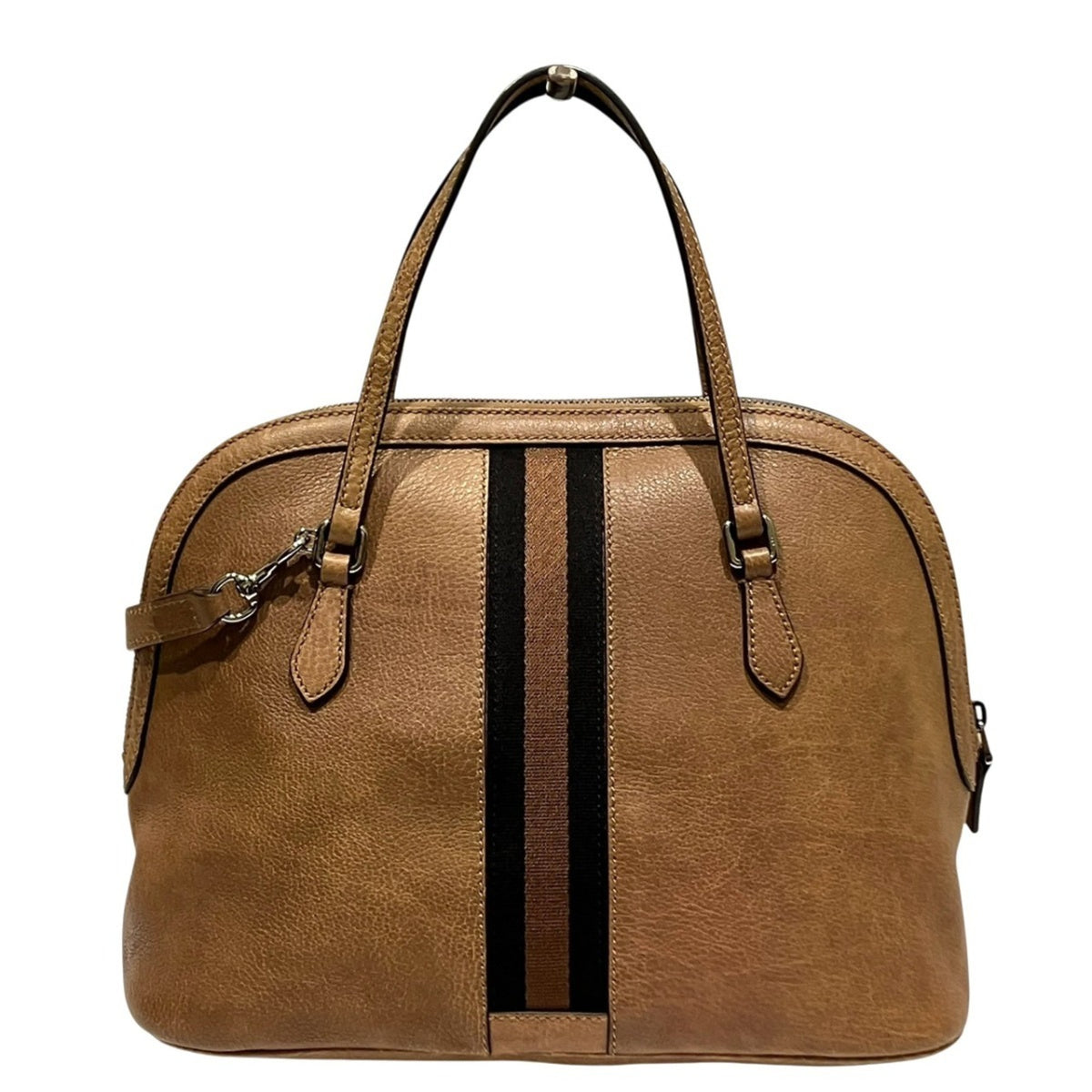 Gucci Sherry Line Brown Leather Handbag (Pre-Owned)
