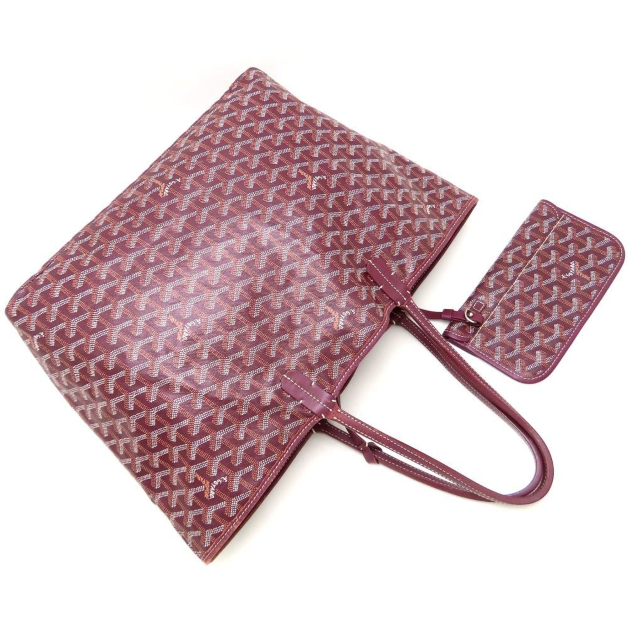 Goyard Burgundy Coated Canvas Leather Tote Bag (Pre-Owned)