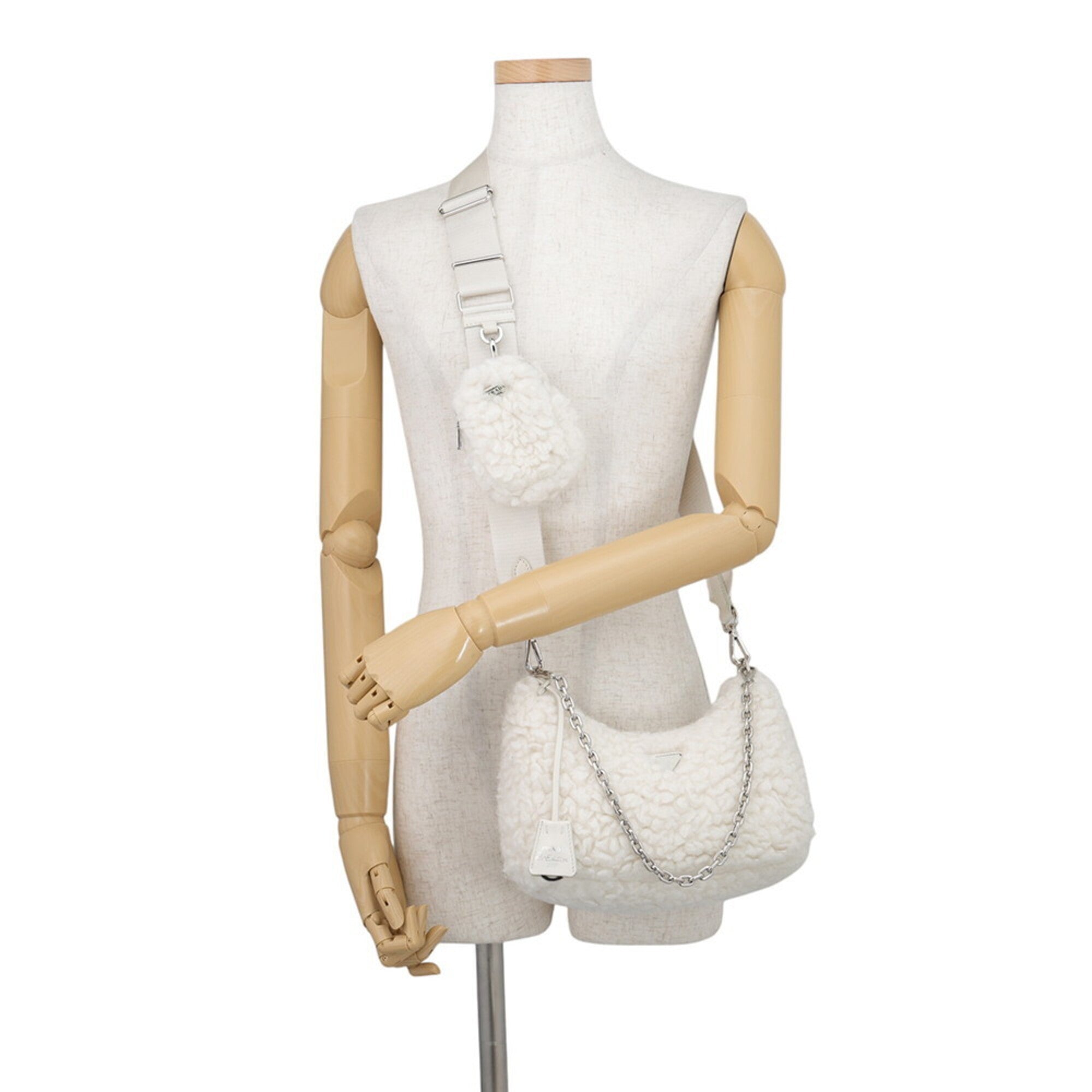 Prada White Wool Cashmere Shoulder Bag (Pre-Owned)