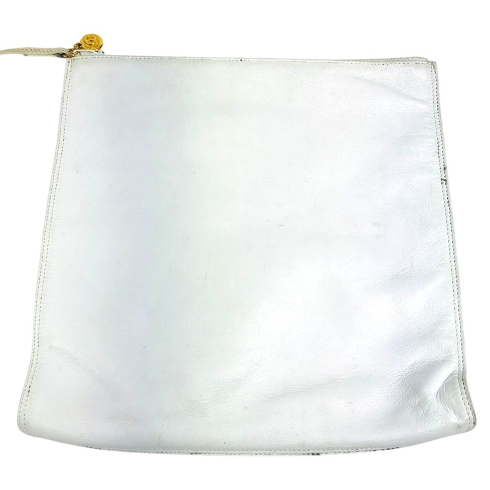 Chanel White Vinyl Leather Shoulder Bag Tote Bag (Pre-Owned)