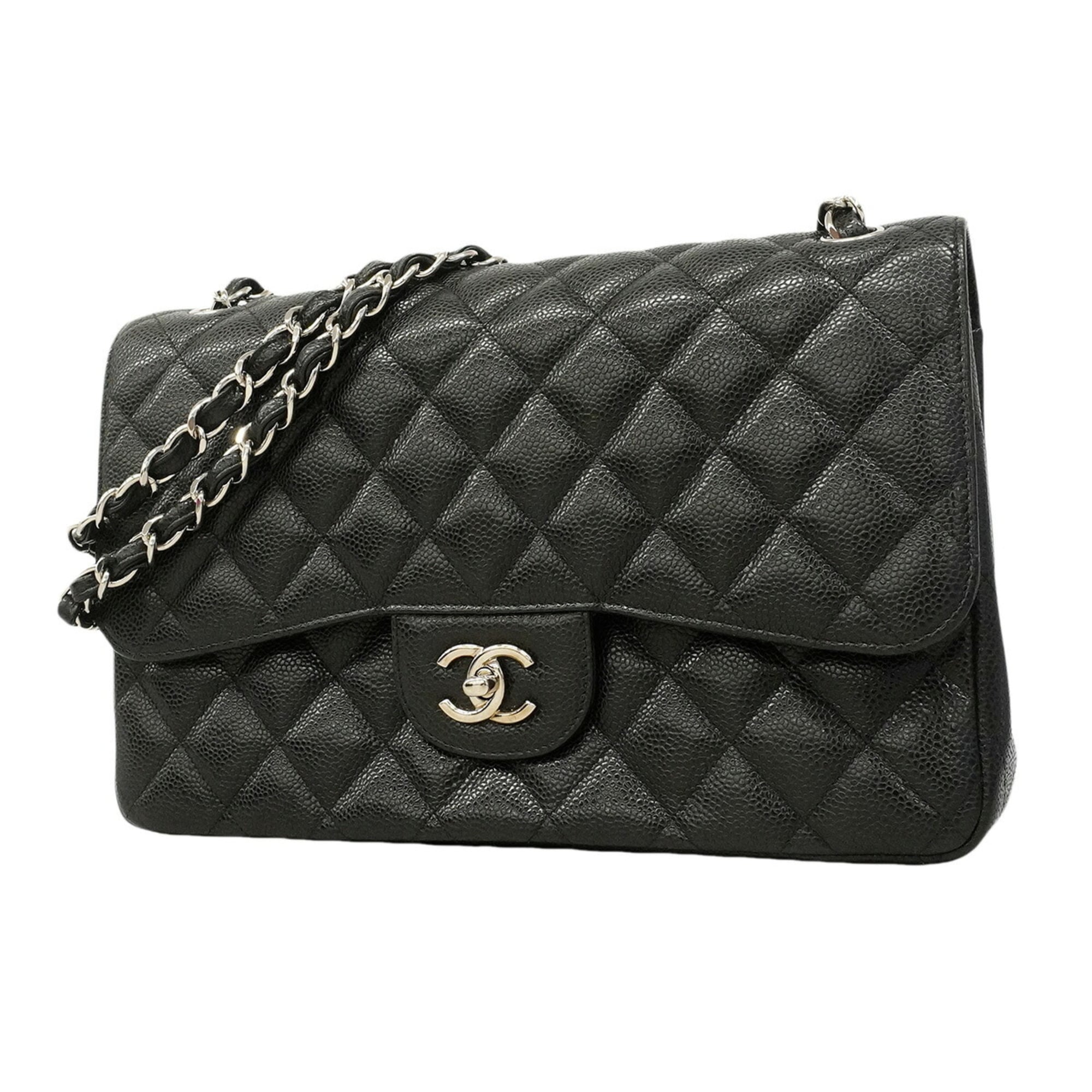 Chanel Black Grained Calfskin Shoulder Bag (Pre-Owned)