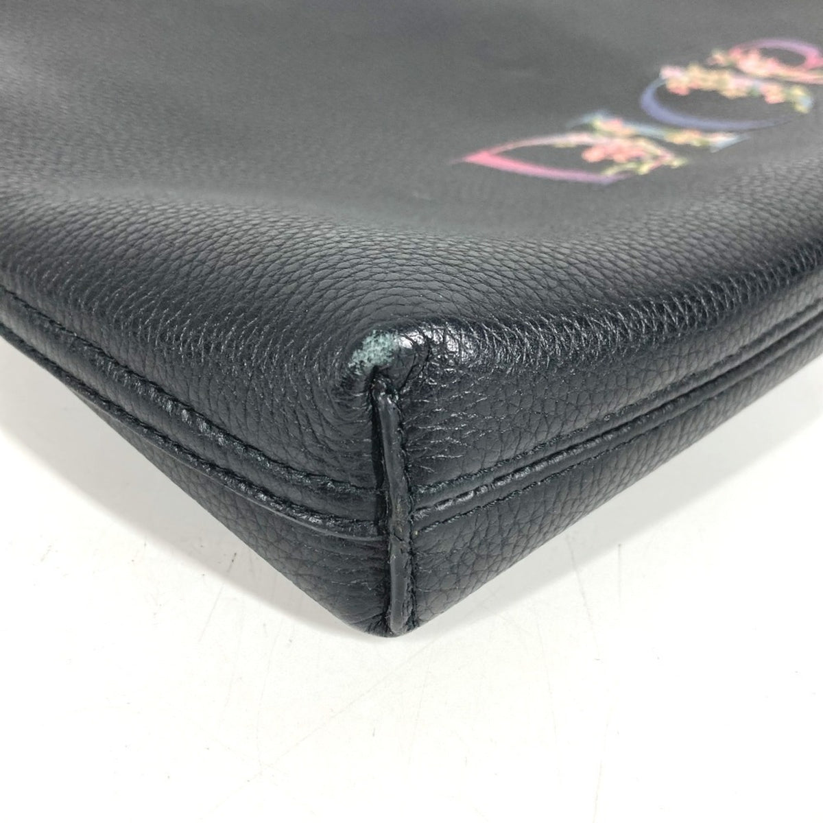 Christian Dior Black Leather Clutch Bag Handbag Pouch (Pre-Owned)