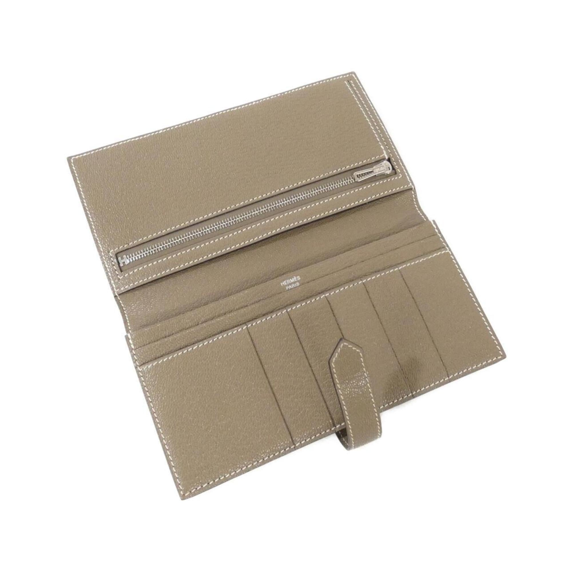 Hermes Etoupe Gray Chevre Leather Coin Purse/Coin Case (Pre-Owned)