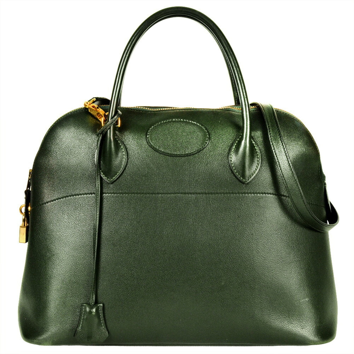 Hermes Bolide Green Ardennes Leather Handbag (Pre-Owned)