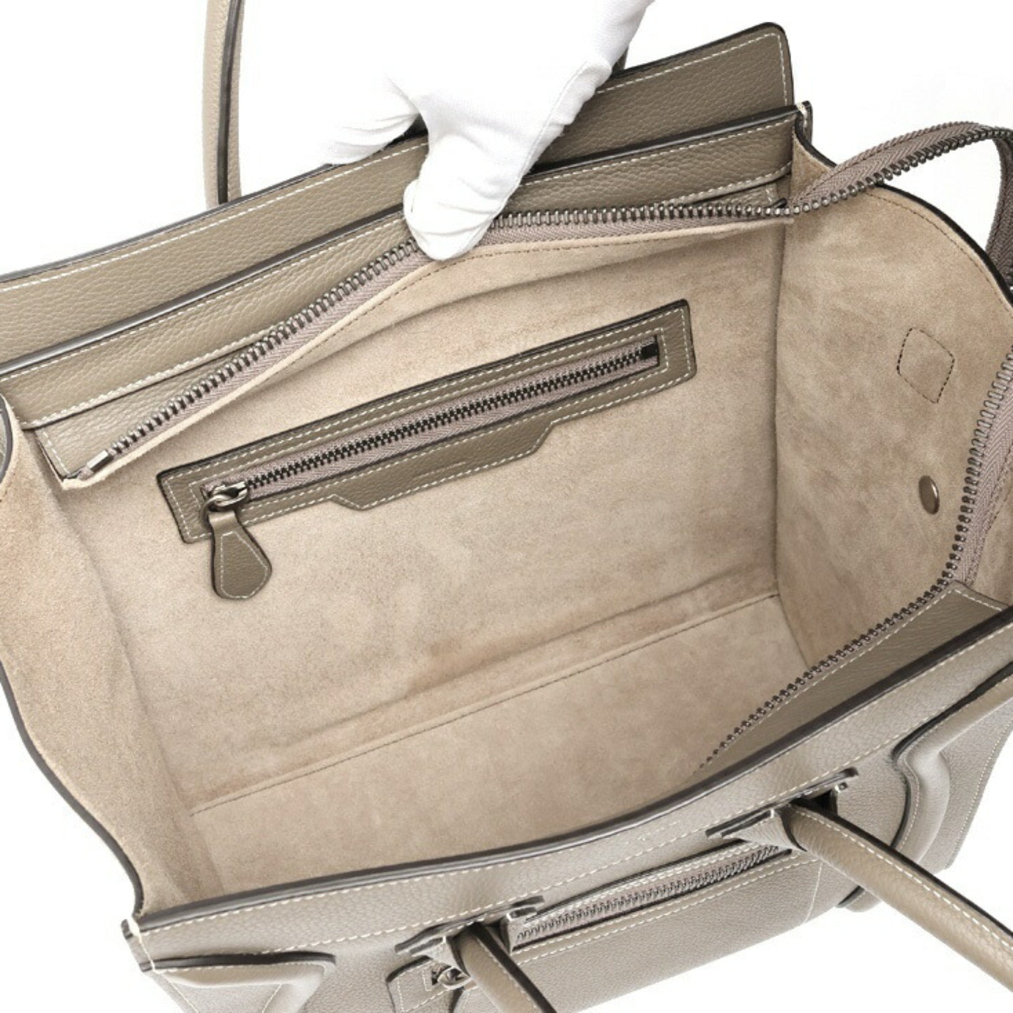 Celine Brown Grayish Leather Handbag (Pre-Owned)