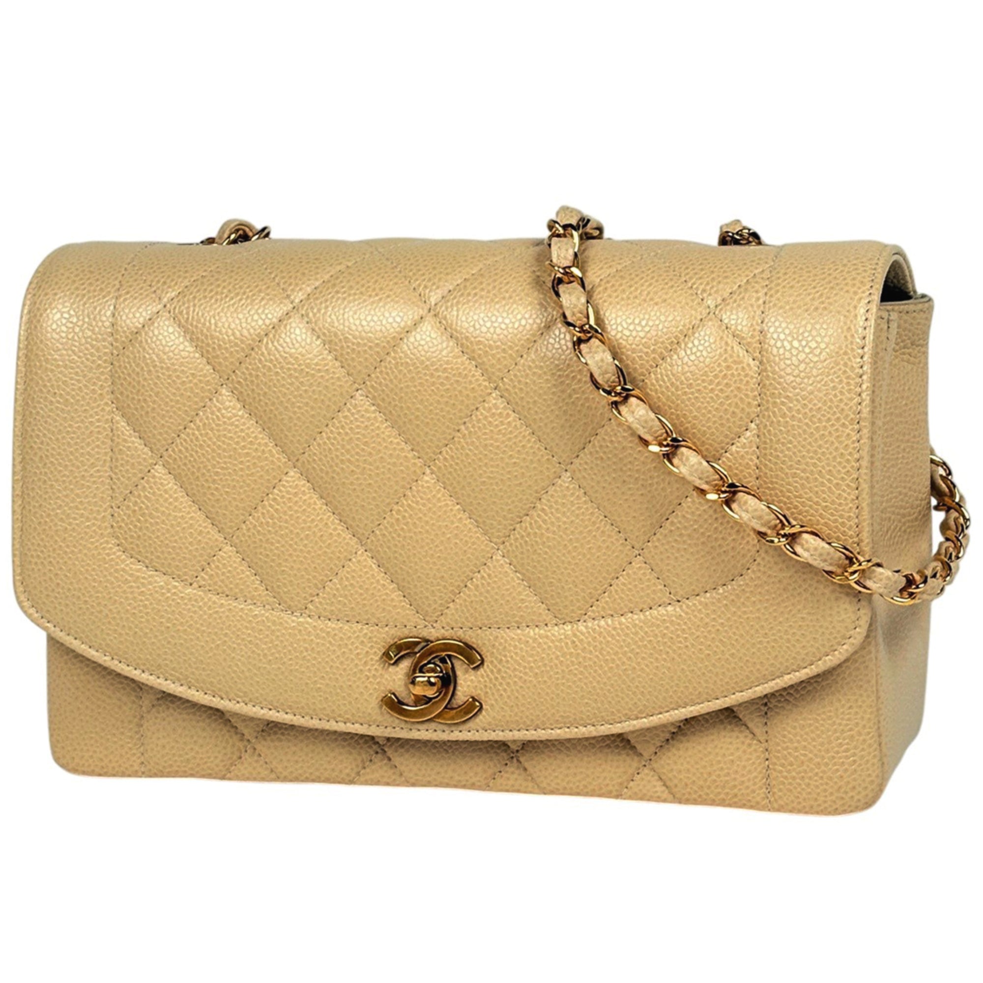 Chanel Beige Grained Calfskin Shoulder Bag (Pre-Owned)
