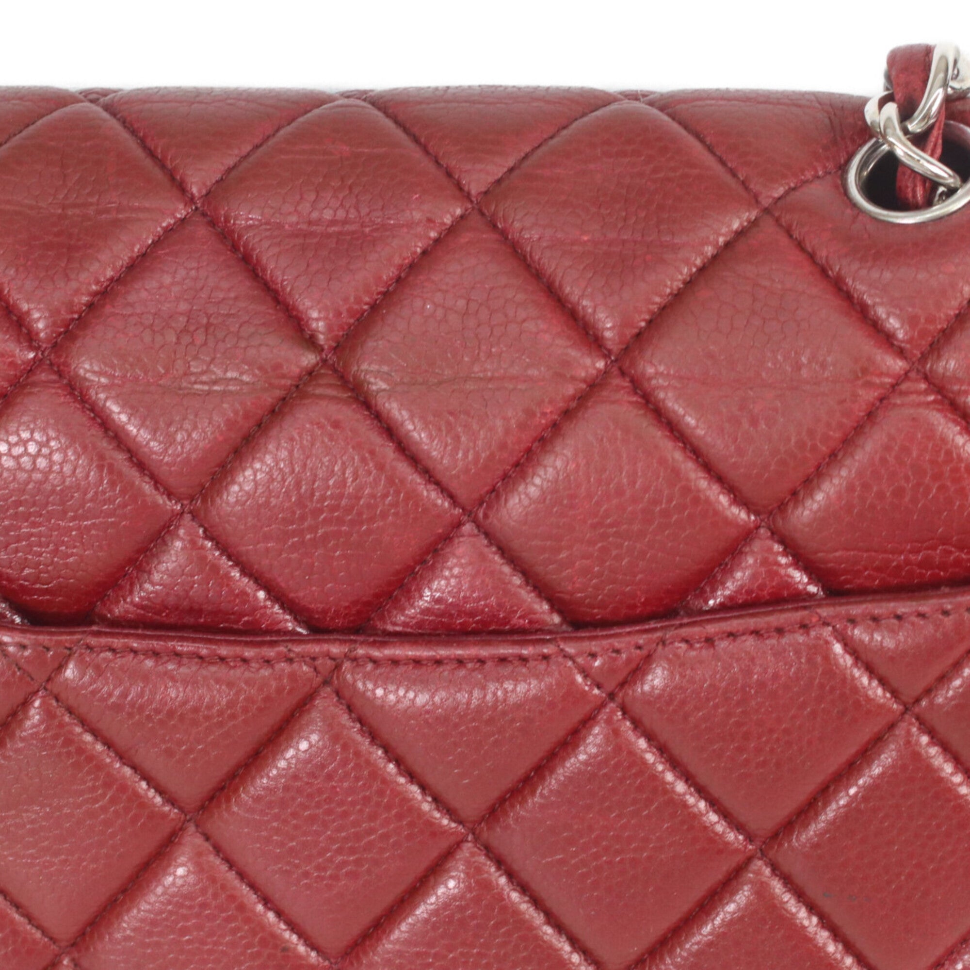 Chanel Red Color Grained Calfskin Tote Bag (Pre-Owned)