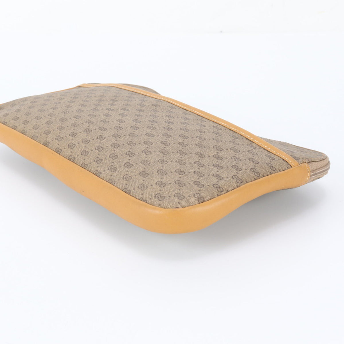 Gucci Brown Leather Coated Canvas Clutch Bag Pouch (Pre-Owned)