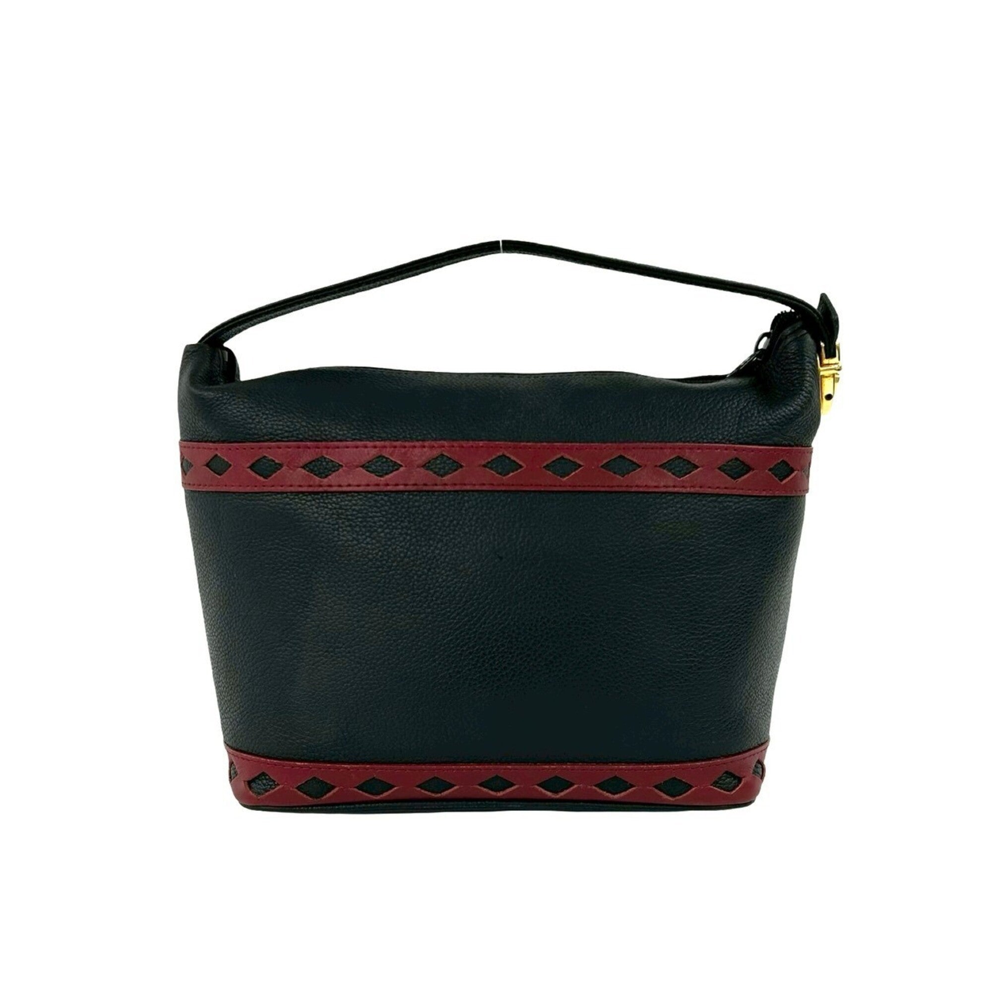 Yves Saint Laurent Black Red Color Leather Handbag (Pre-Owned)