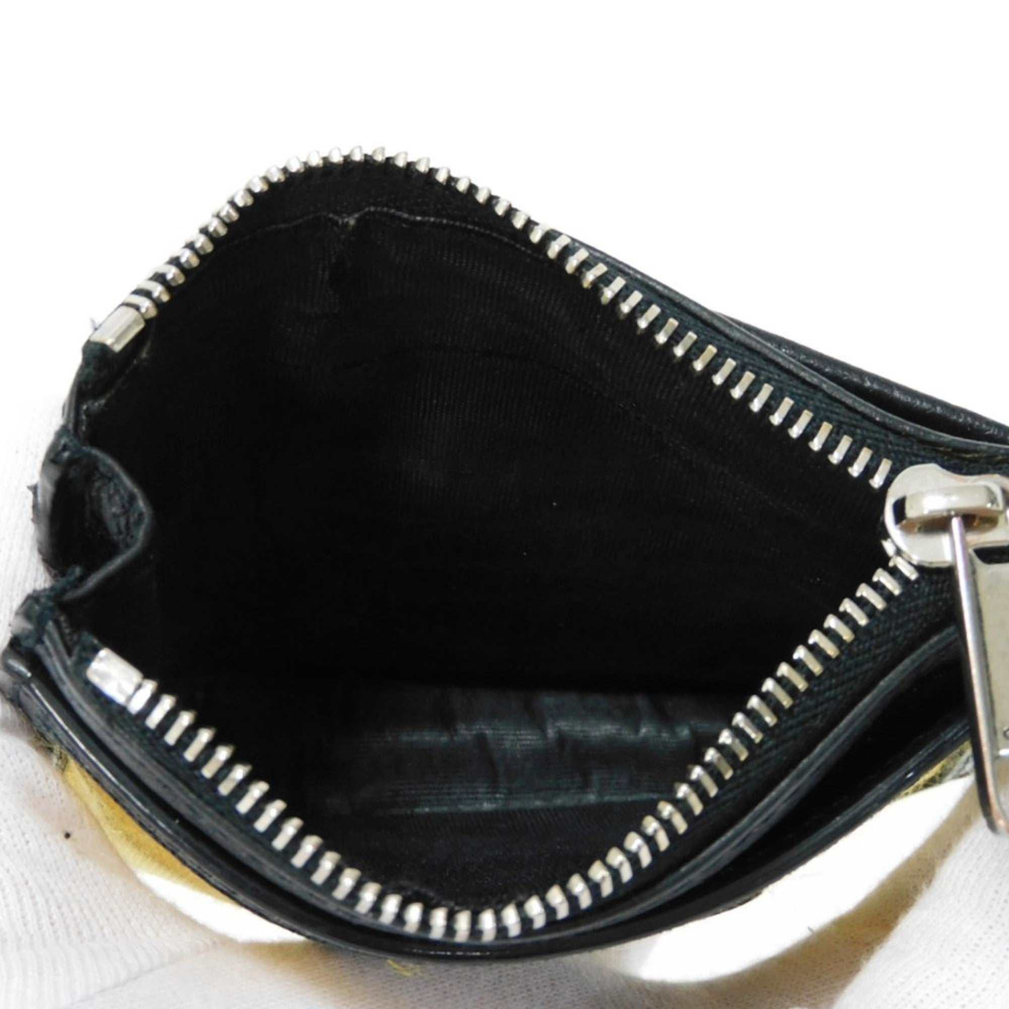 Gucci Black Yellow Nylon Leather Coin Purse/Coin Case (Pre-Owned)