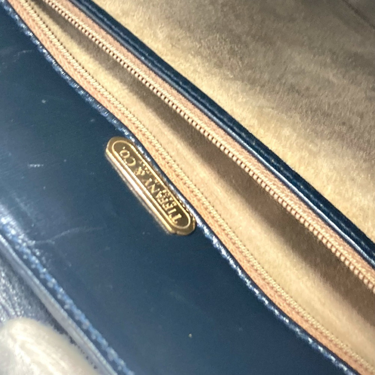 Tiffany Navy Leather Shoulder Bag Tote Bag (Pre-Owned)