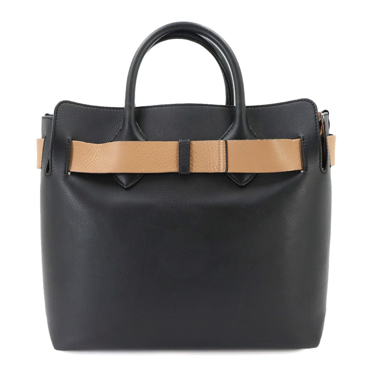 Burberry Beige Black Leather Handbag (Pre-Owned)