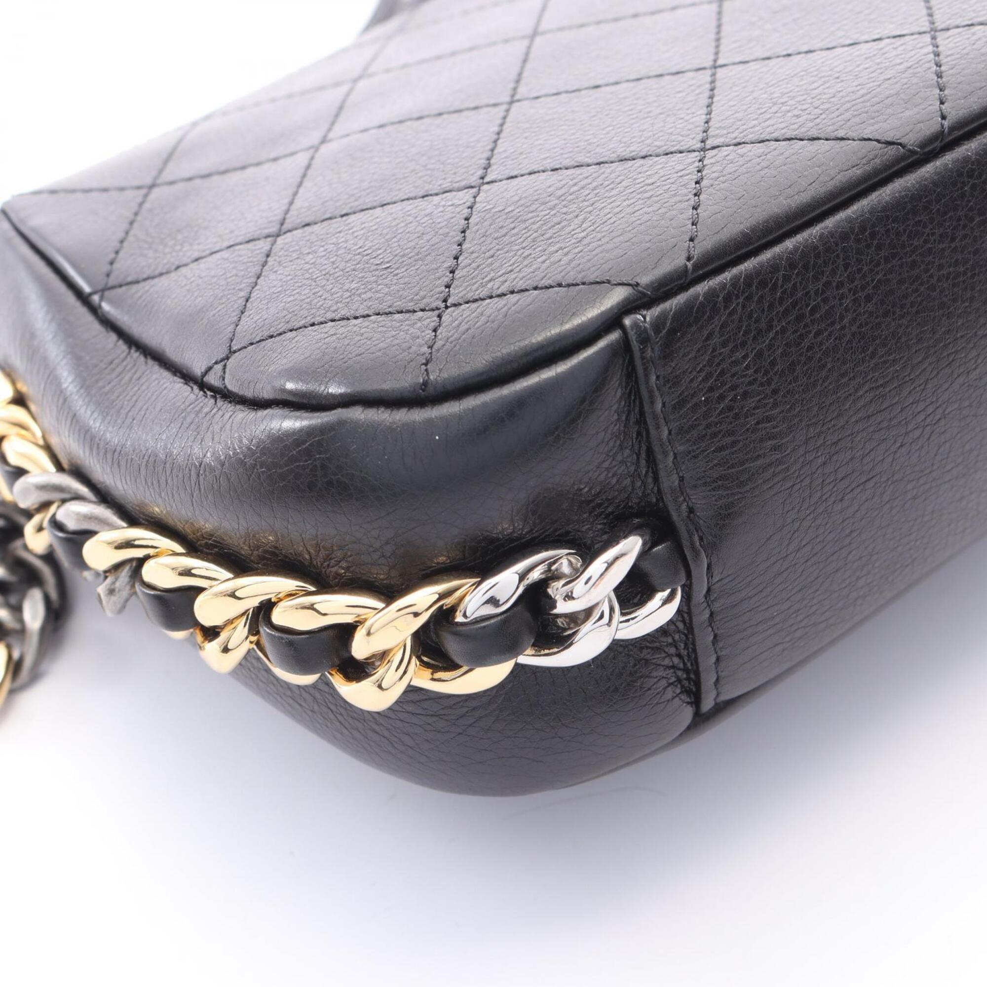 Chanel Black Leather Handbag Shoulder Bag (Pre-Owned)