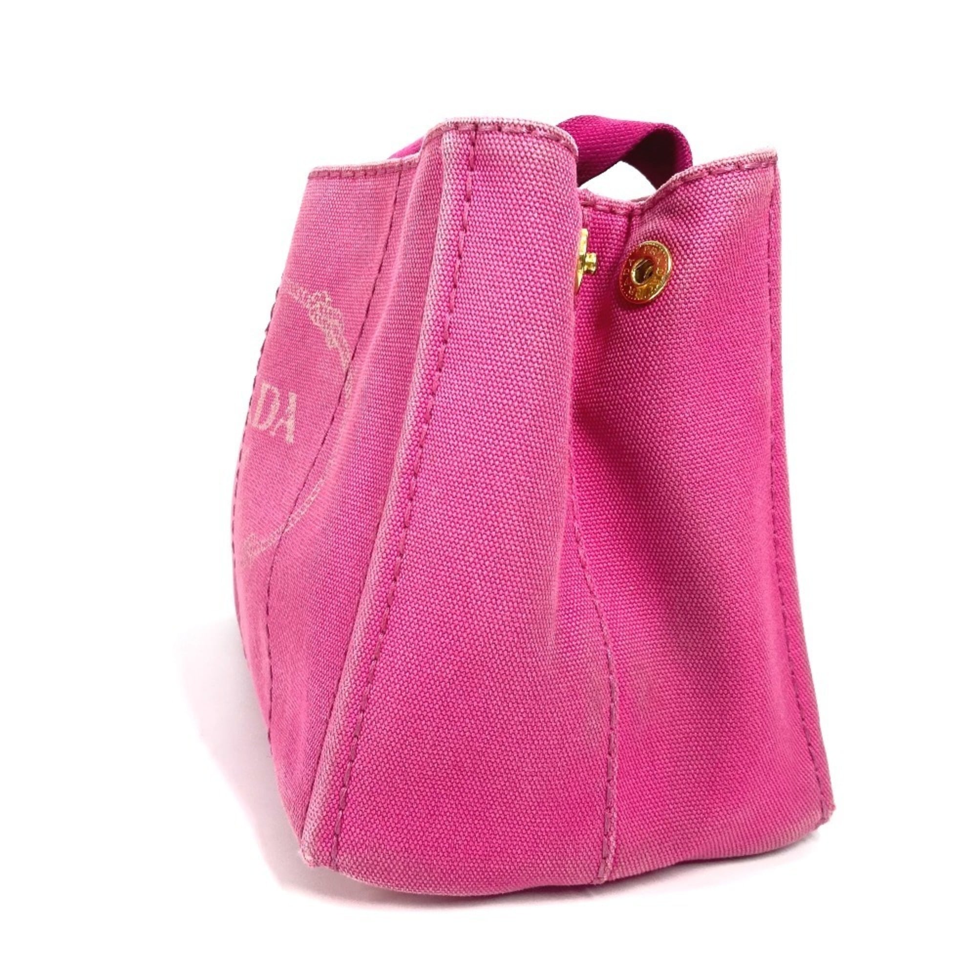 Prada Pink White Canvas Handbag Tote Bag (Pre-Owned)