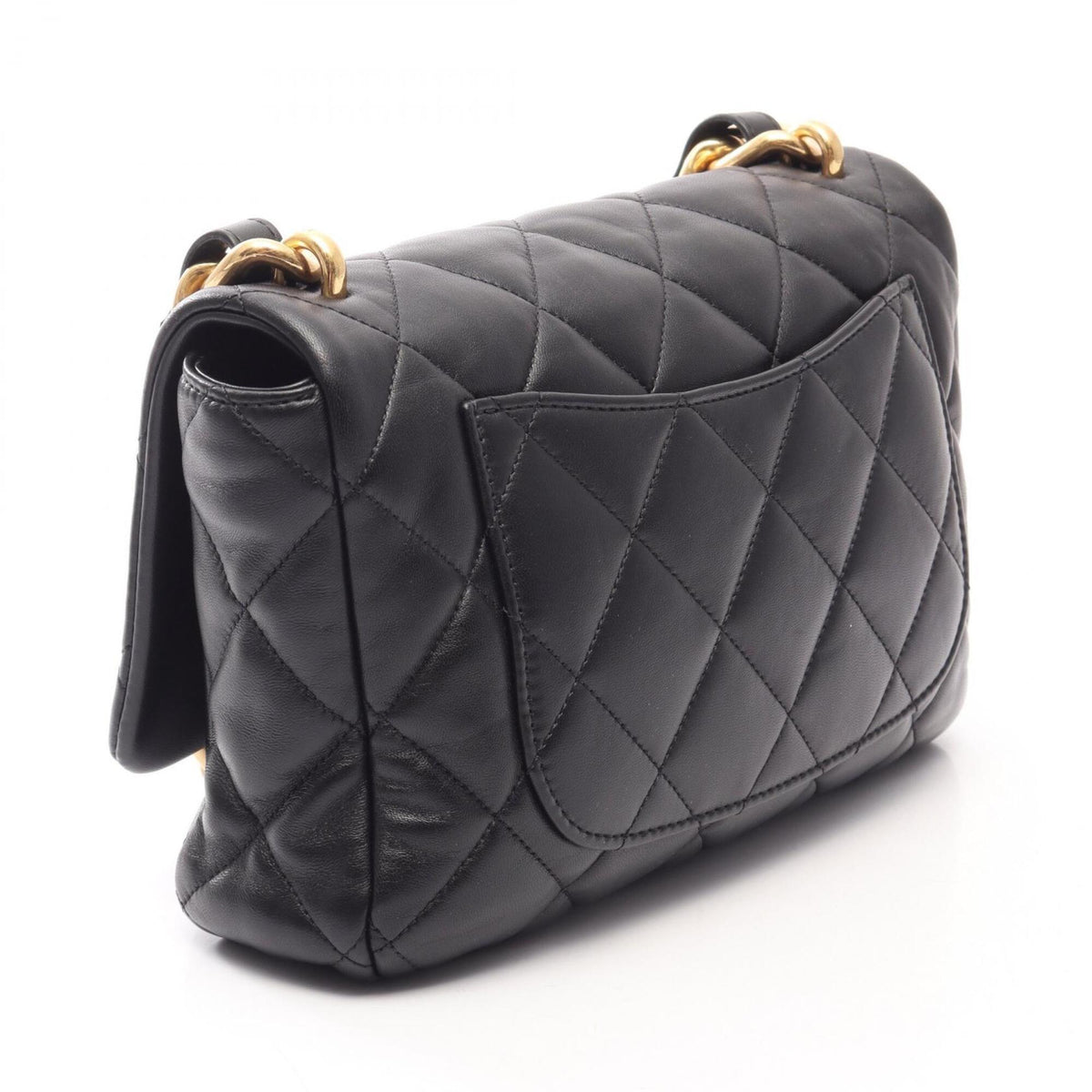 Chanel Black Leather Handbag Shoulder Bag (Pre-Owned)