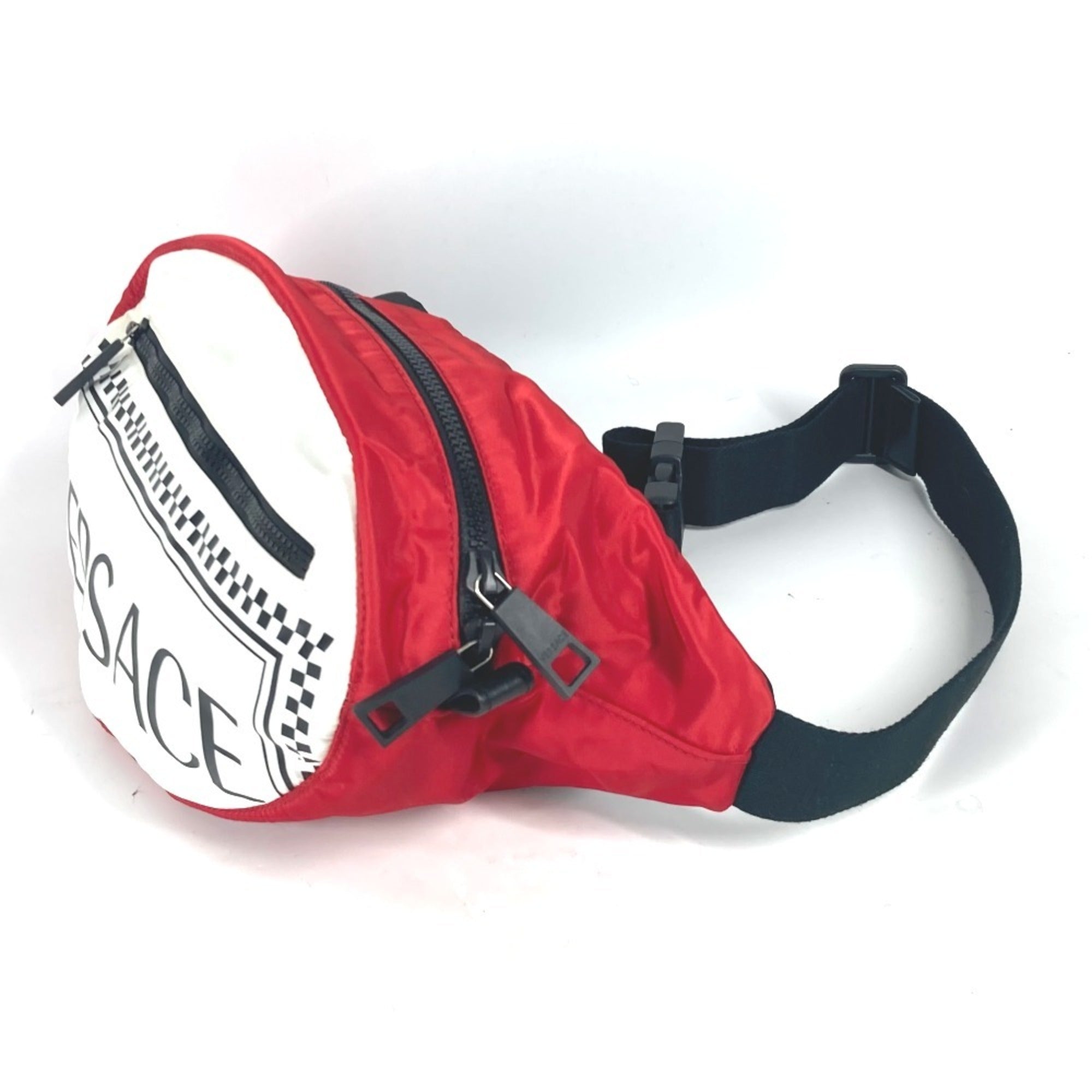 Versace Red Color White Nylon Shoulder Bag Sling Bag (Pre-Owned)