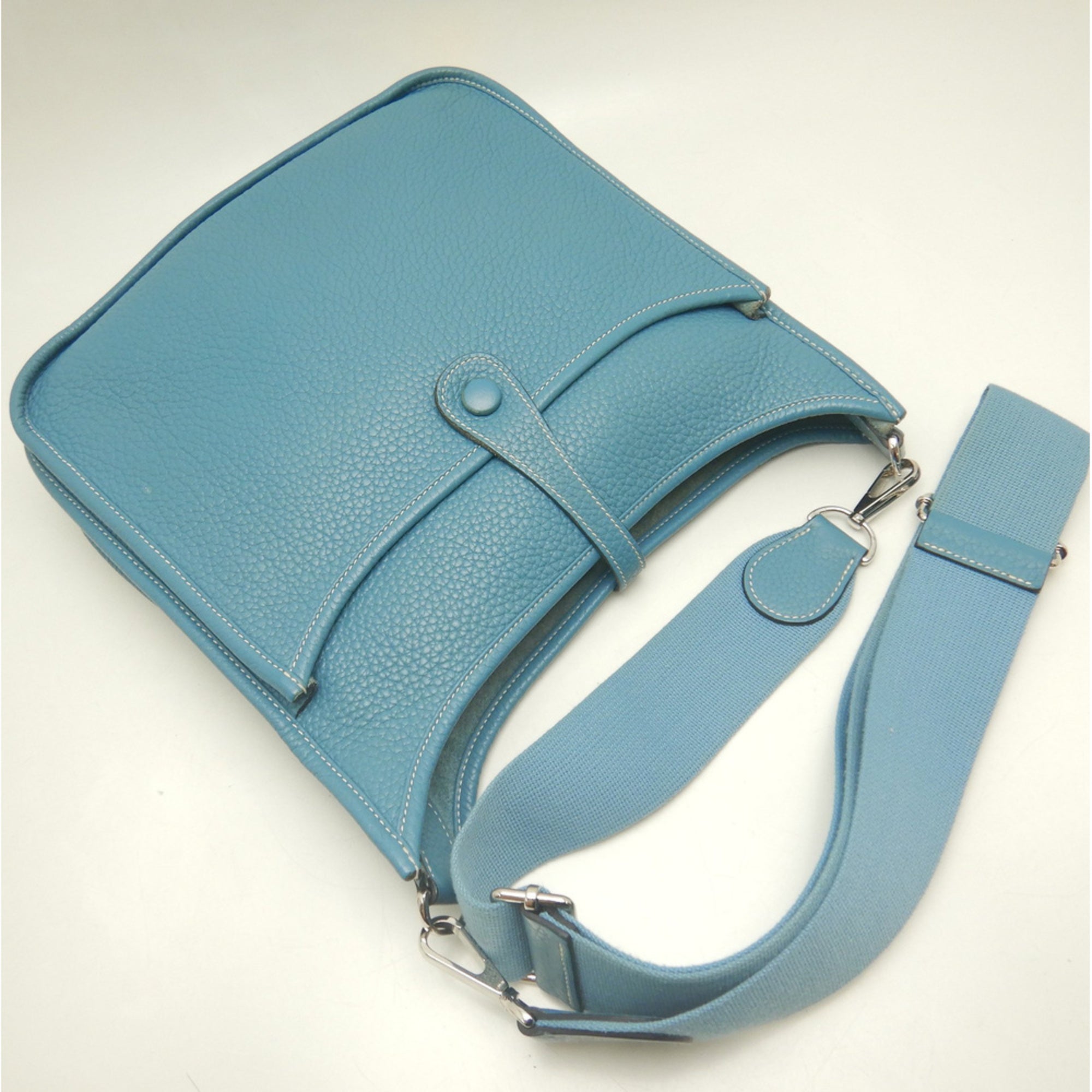 Hermes Evelyne Blue Jean Taurillon Clemence Leather Shoulder Bag (Pre-Owned)