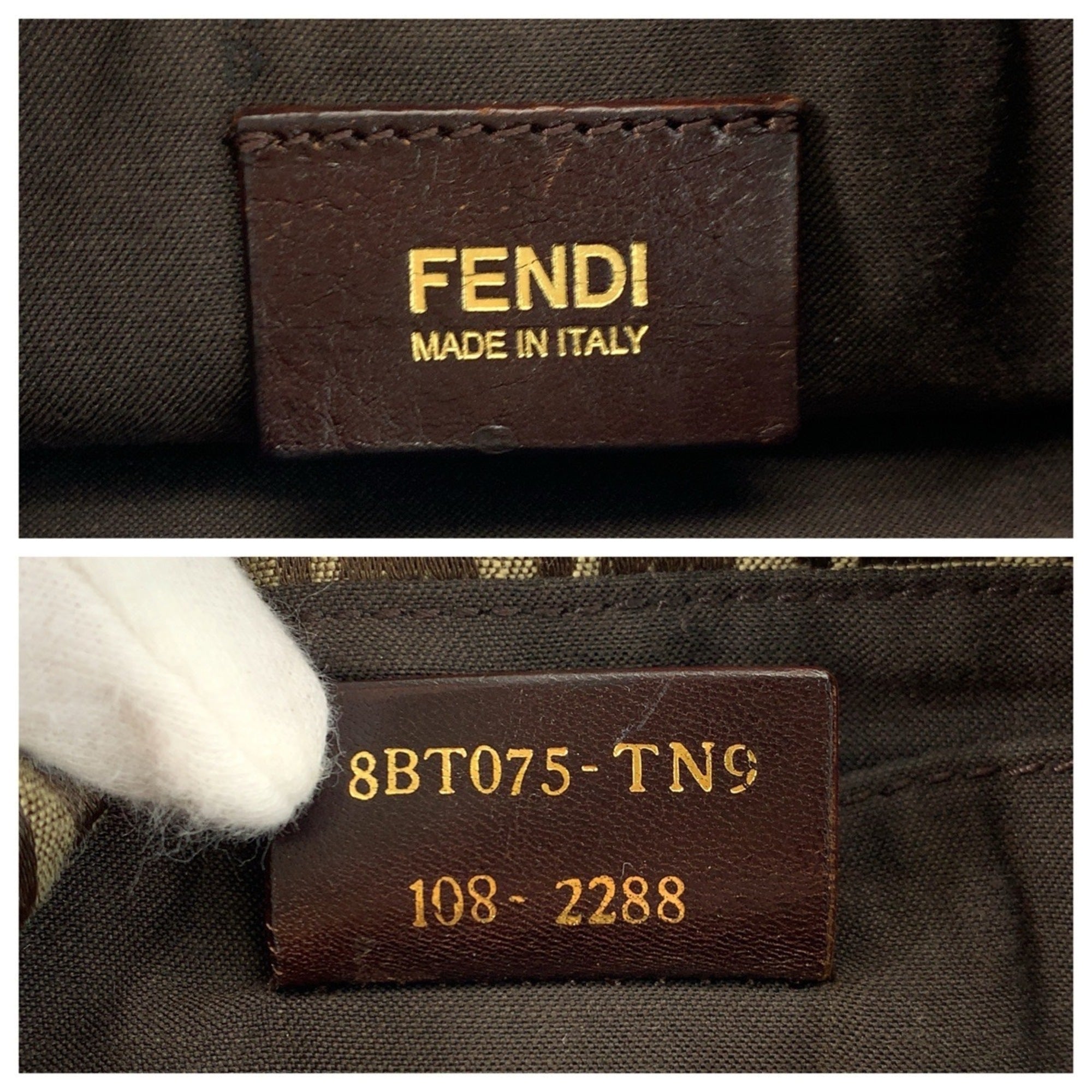 Fendi Brown Canvas Leather Pochette Shoulder Bag (Pre-Owned)