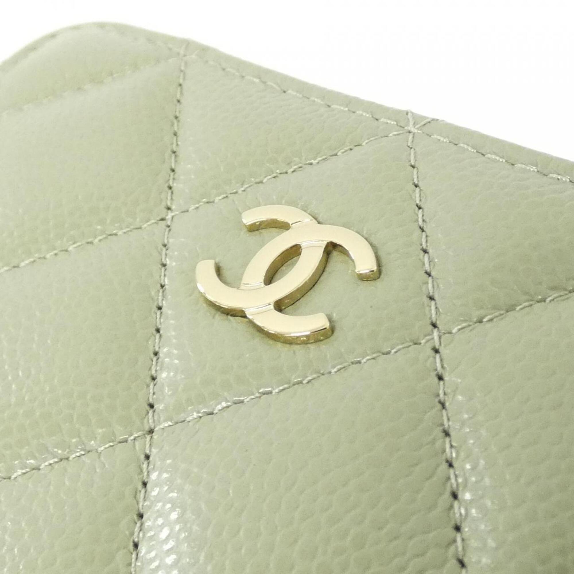 Chanel Green Grained Calfskin Coin Purse/Coin Case (Pre-Owned)