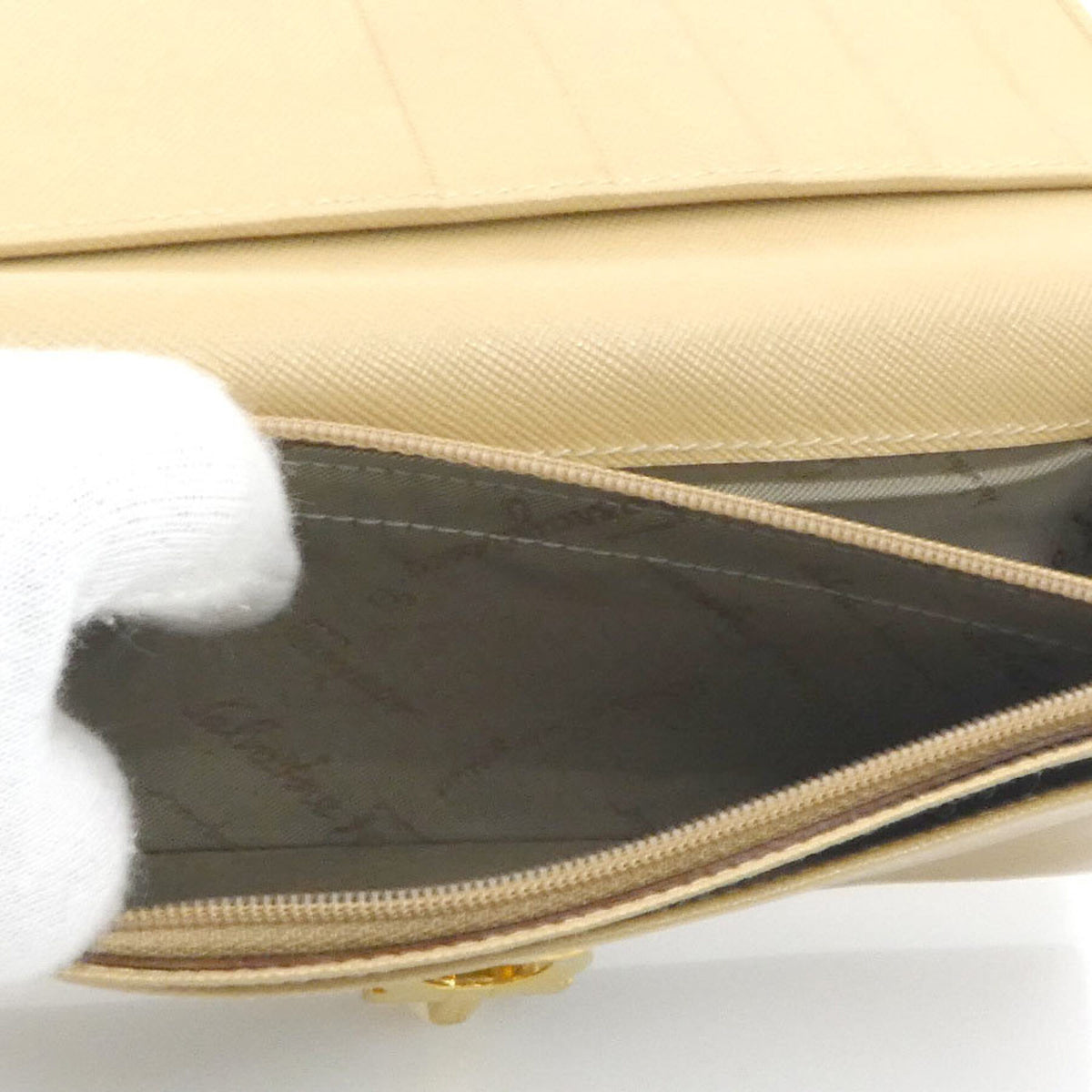 Salvatore Ferragamo Beige Leather Long Wallet (Bi-Fold) (Pre-Owned)