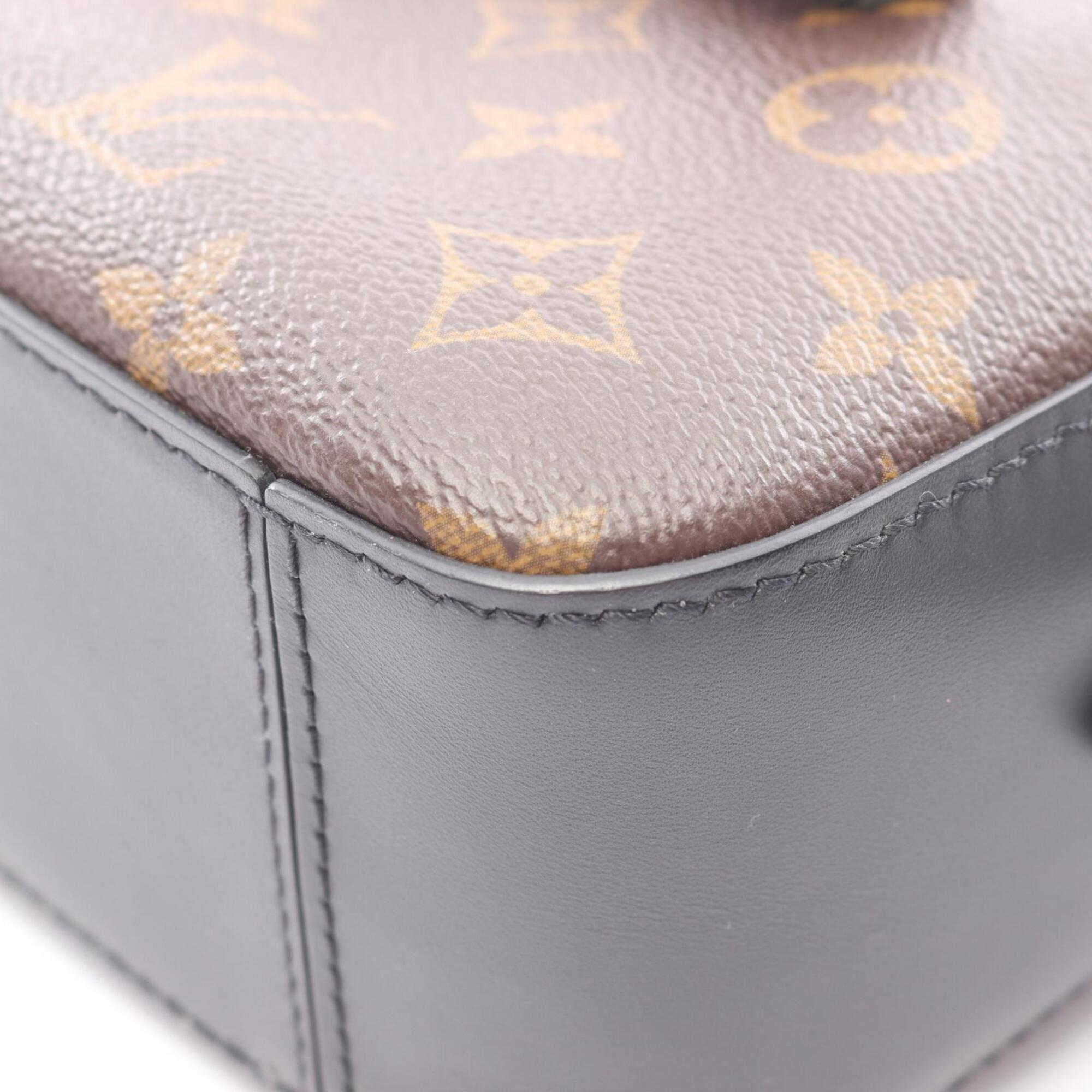 Louis Vuitton Black Brown Coated Canvas Leather Handbag Shoulder Bag (Pre-Owned)