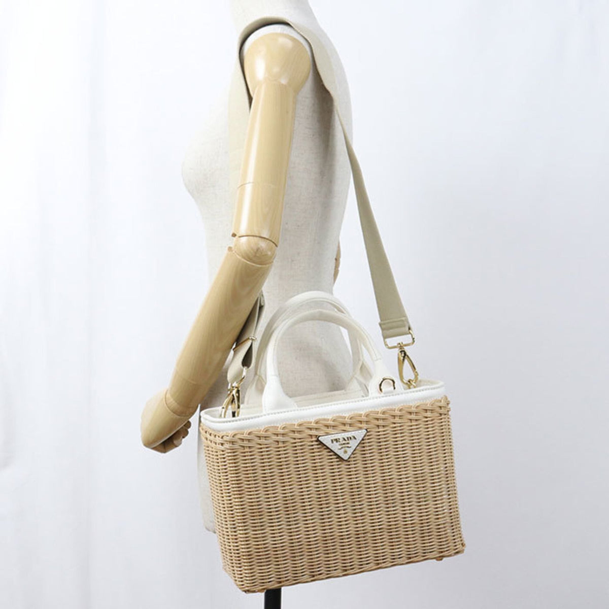 Prada Beige Cotton Canvas Tote Bag (Pre-Owned)