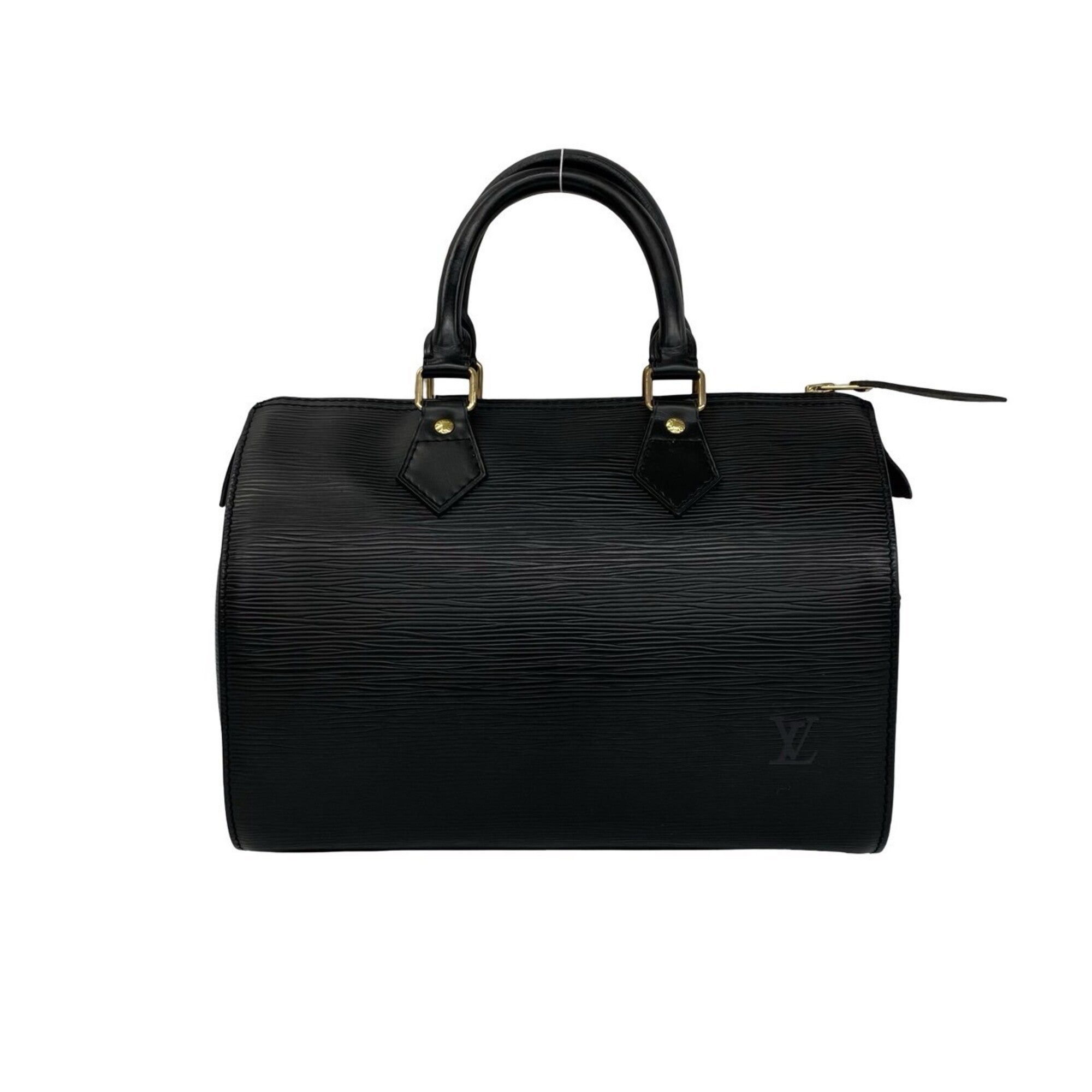 Louis Vuitton Black Leather Boston Bag Handbag (Pre-Owned)