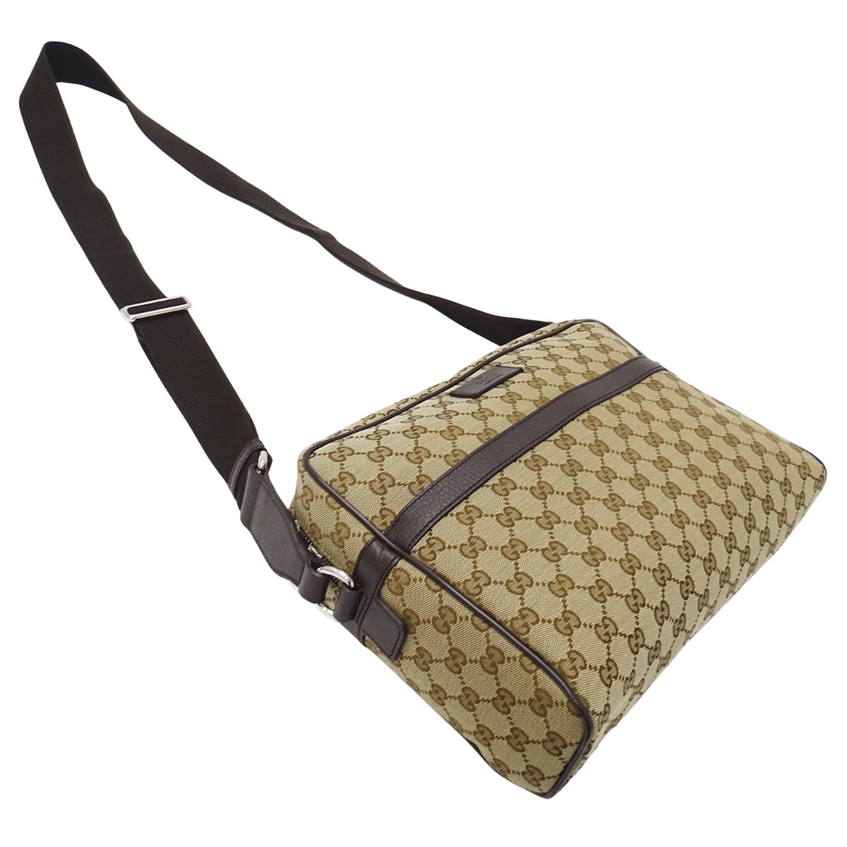 Gucci Beige Brown Gg Canvas Handbag Shoulder Bag (Pre-Owned)