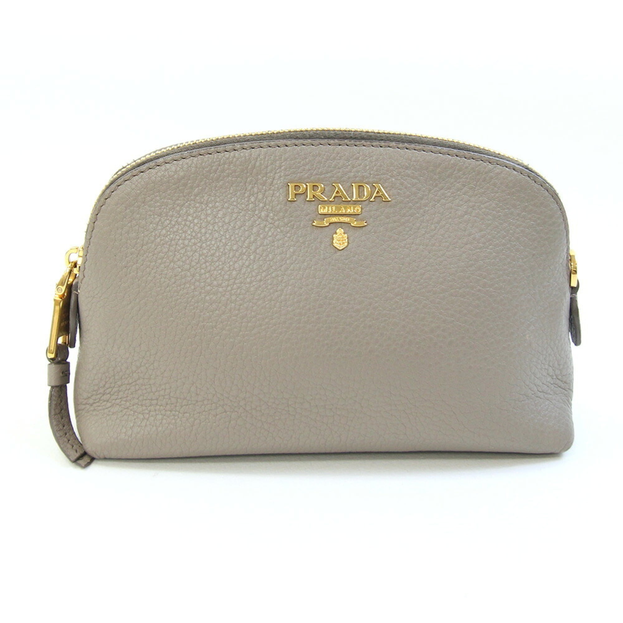 Prada Gray Leather Pouch (Pre-Owned)