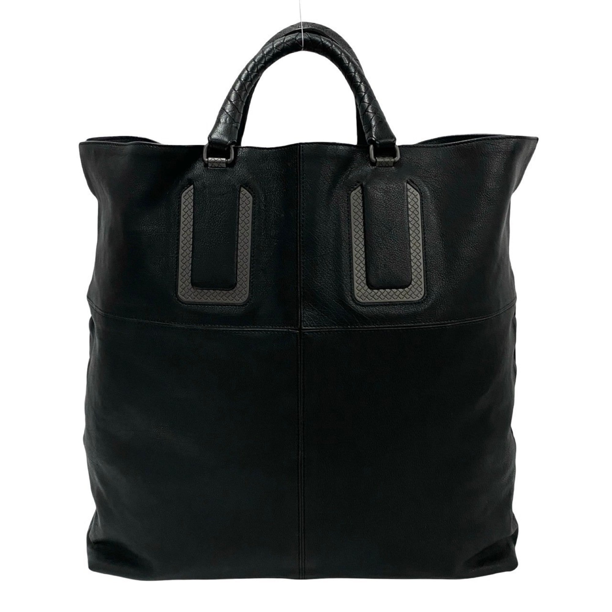 Bottega Veneta Black Leather Handbag Tote Bag (Pre-Owned)