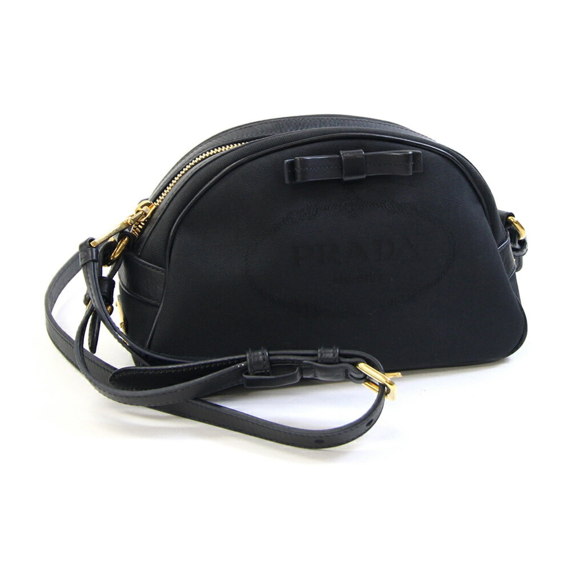 Prada Black Canvas Leather Shoulder Bag (Pre-Owned)
