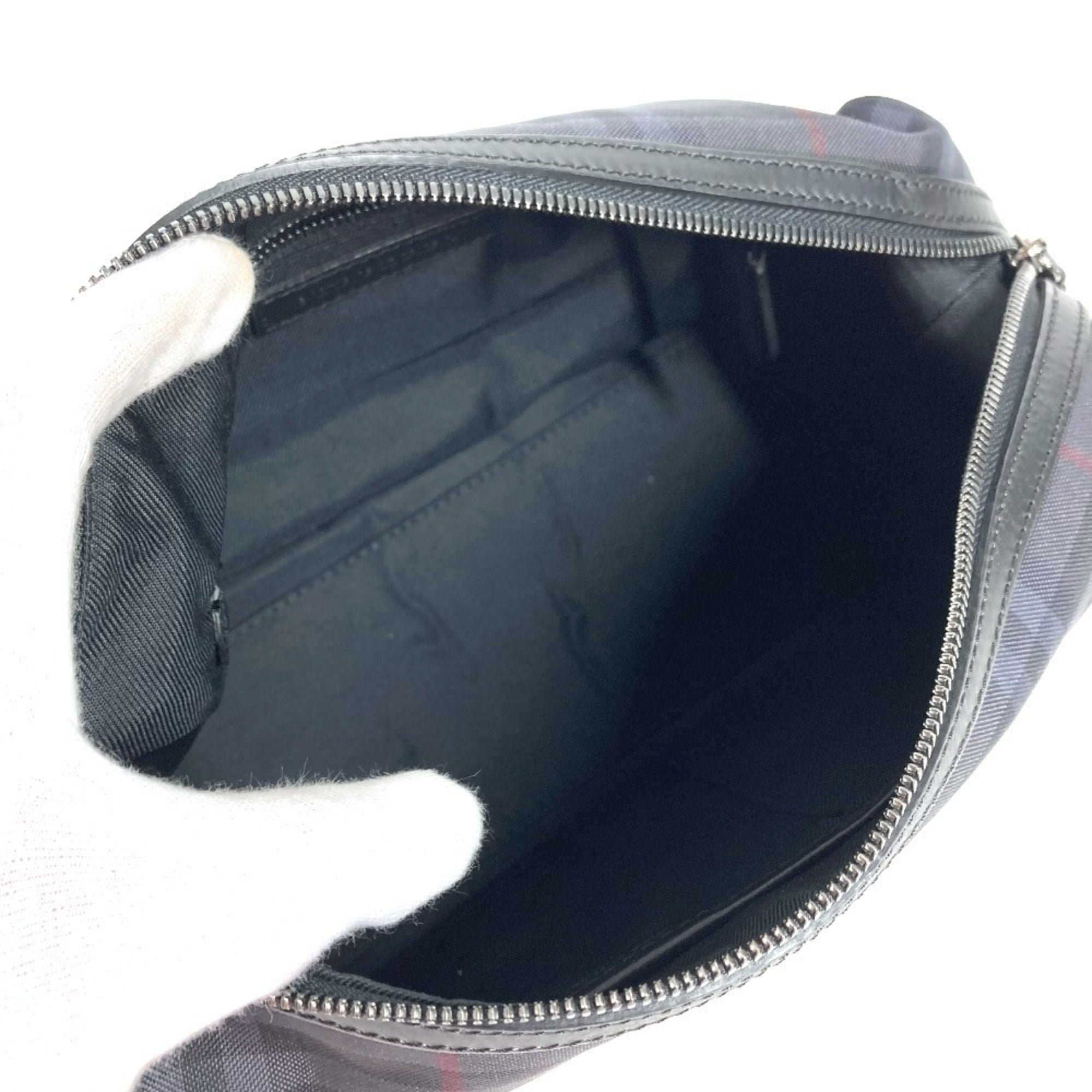 Burberry Black Nylon Canvas Leather Clutch Bag Handbag Pouch (Pre-Owned)