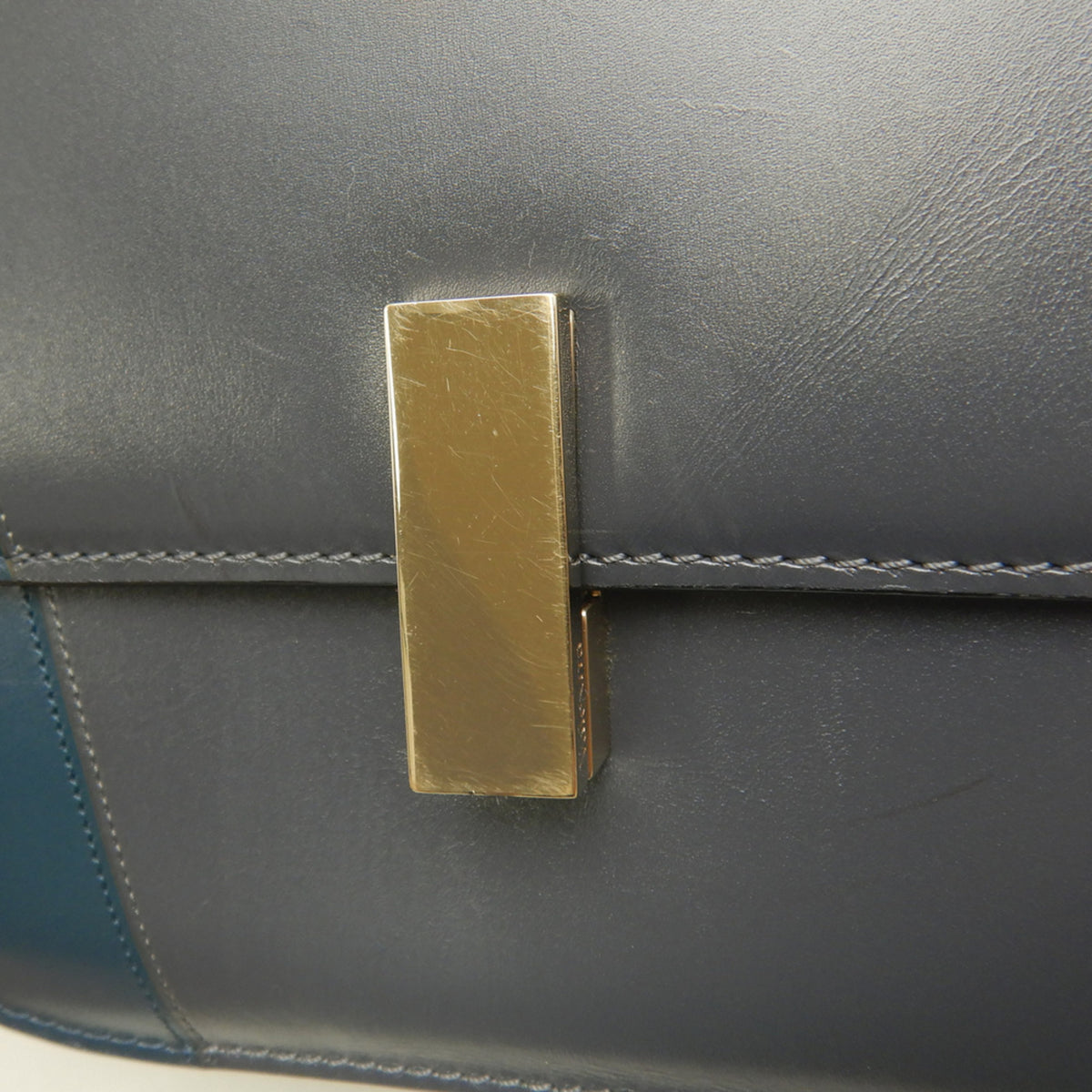 Valextra Gray Navy Leather Shoulder Bag (Pre-Owned)