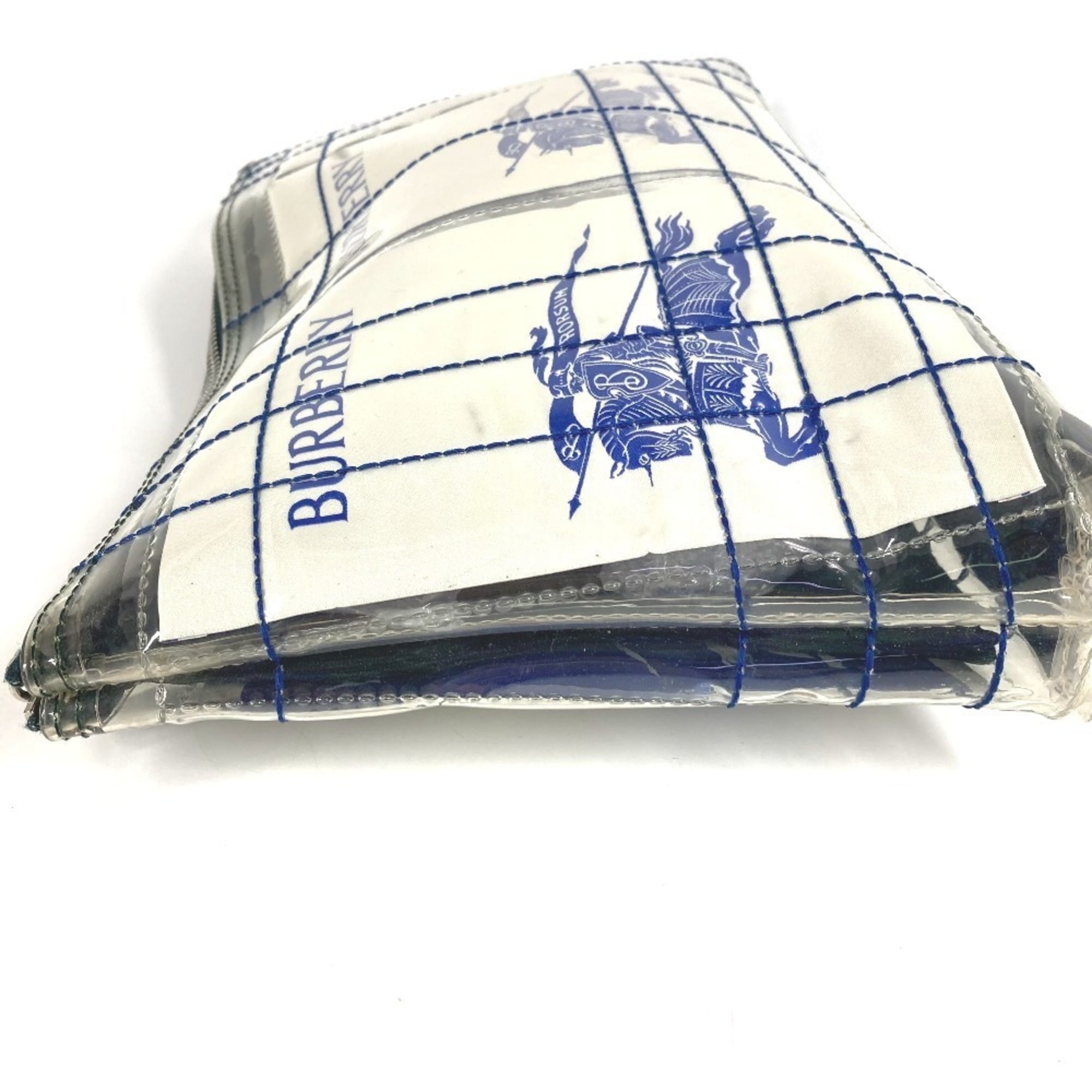 Burberry Blue Clear Vinyl Clutch Bag Handbag Pouch (Pre-Owned)