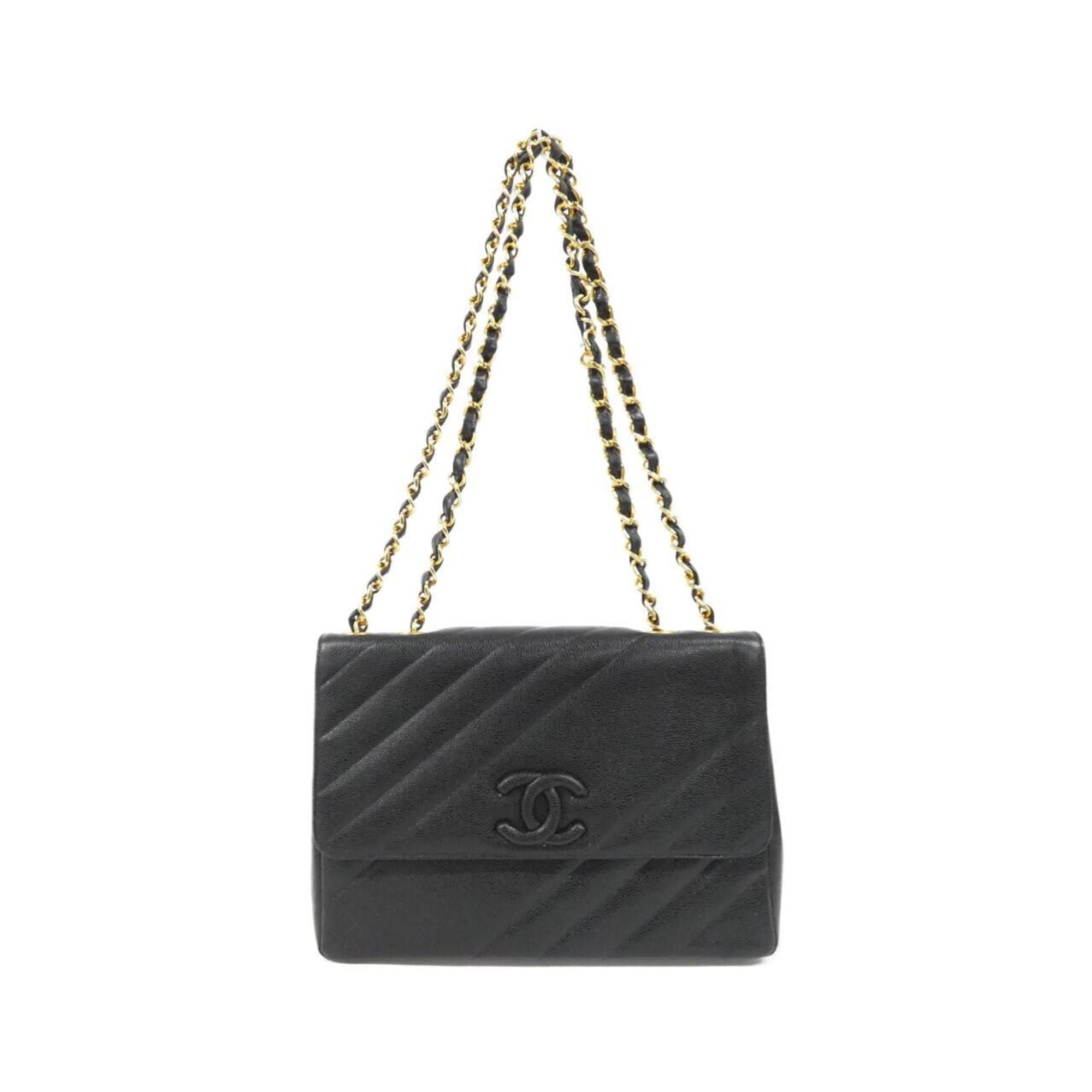 Chanel Black Grained Calfskin Shoulder Bag (Pre-Owned)