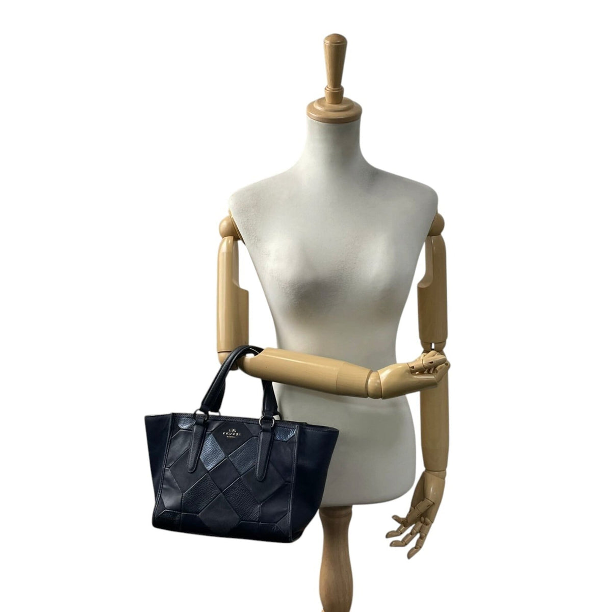 Coach Navy Leather Handbag Shoulder Bag Tote Bag (Pre-Owned)