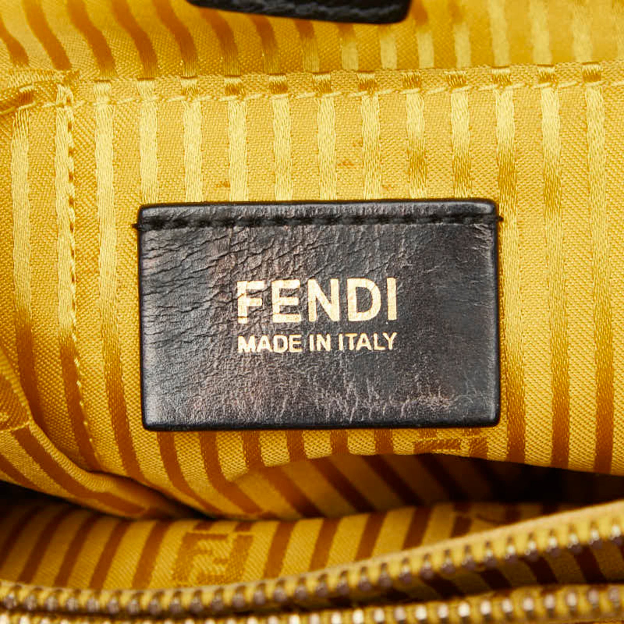 Fendi Black Gray White Yellow Leather Handbag Shoulder Bag (Pre-Owned)