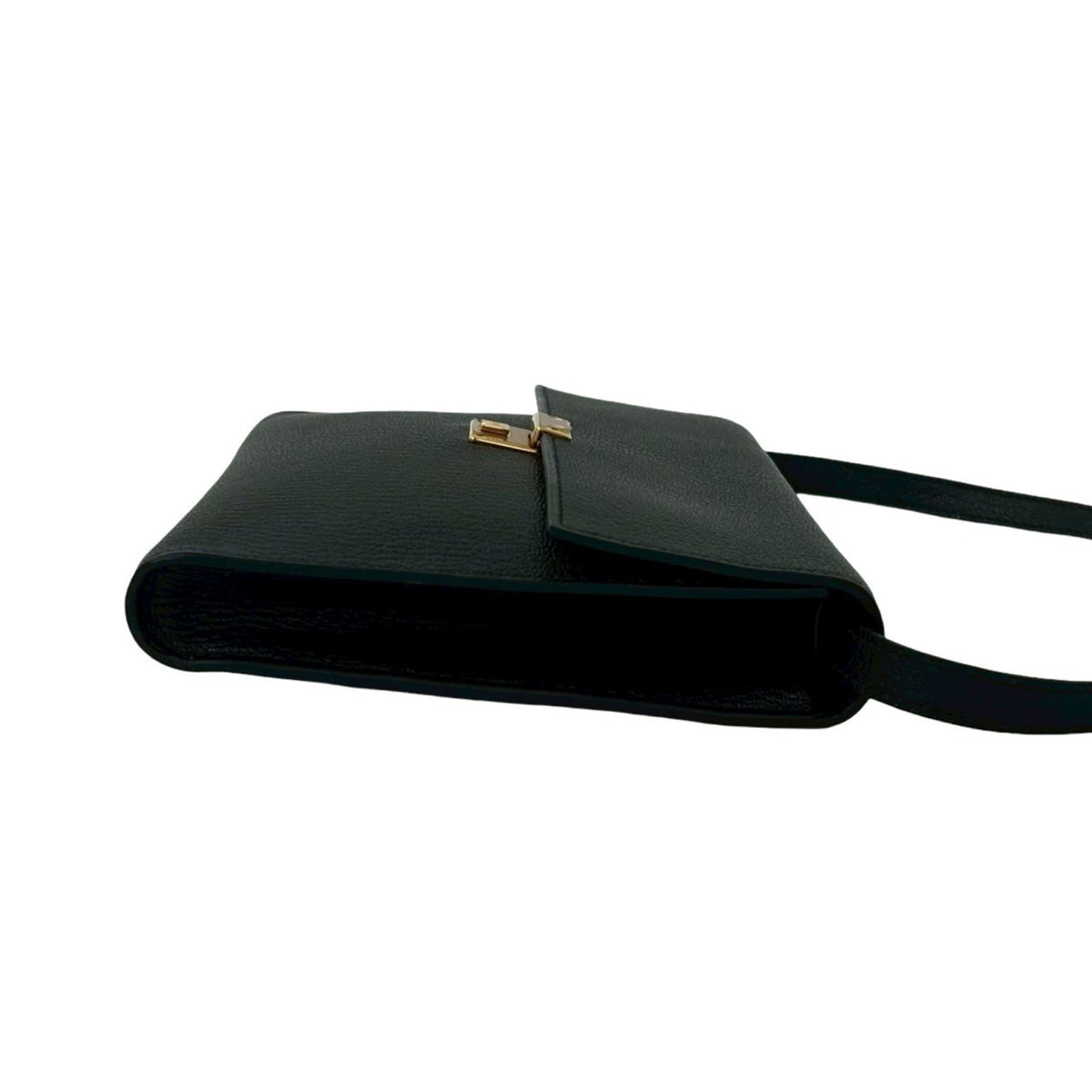 Hermes Black Chevre Leather Pochette Shoulder Bag (Pre-Owned)