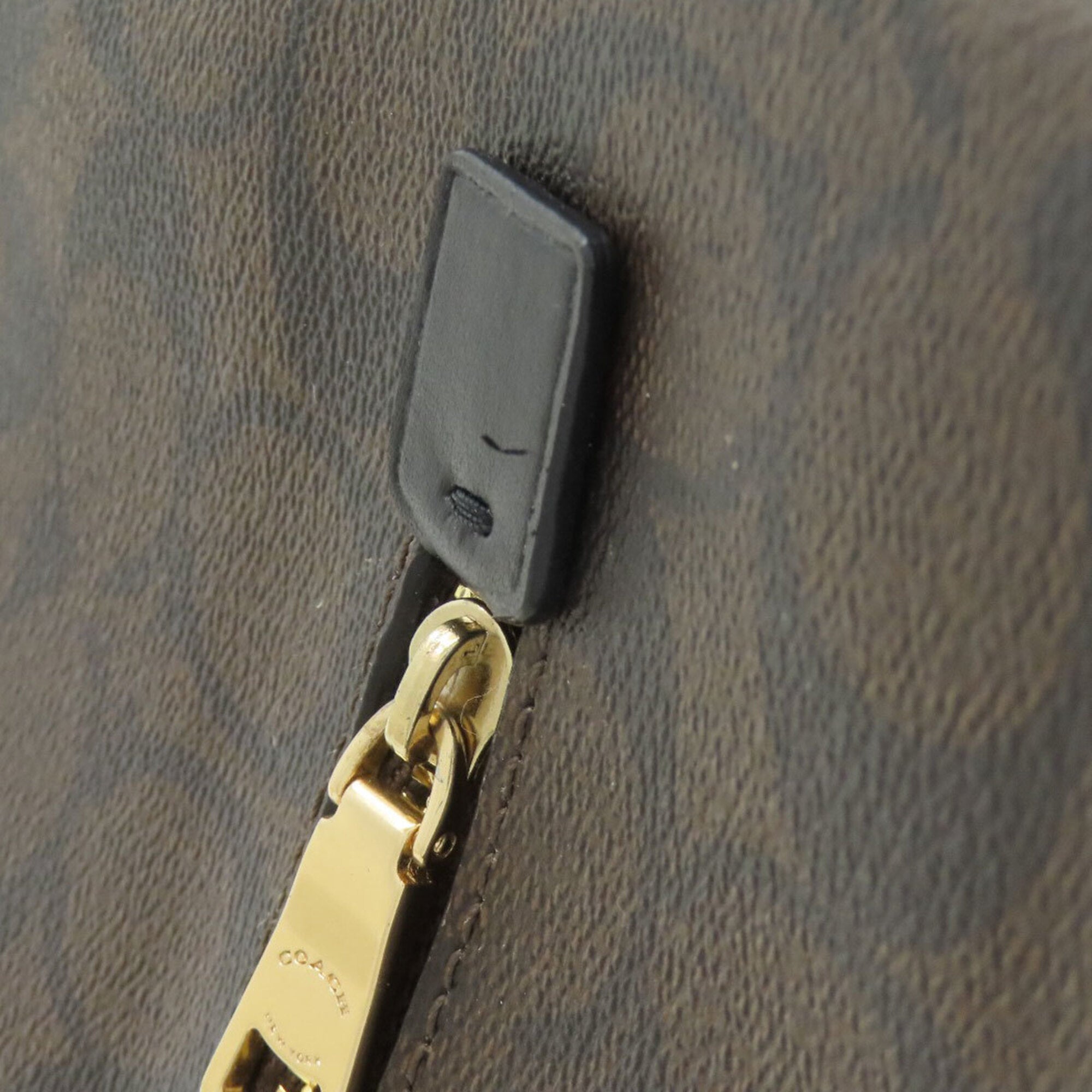 Coach Signature Brown Signature Line Shoulder Bag (Pre-Owned)