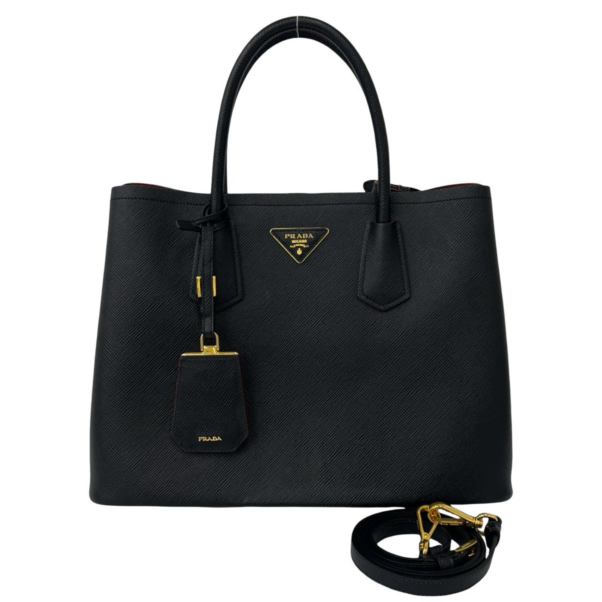 Prada Black Leather Handbag Shoulder Bag (Pre-Owned)