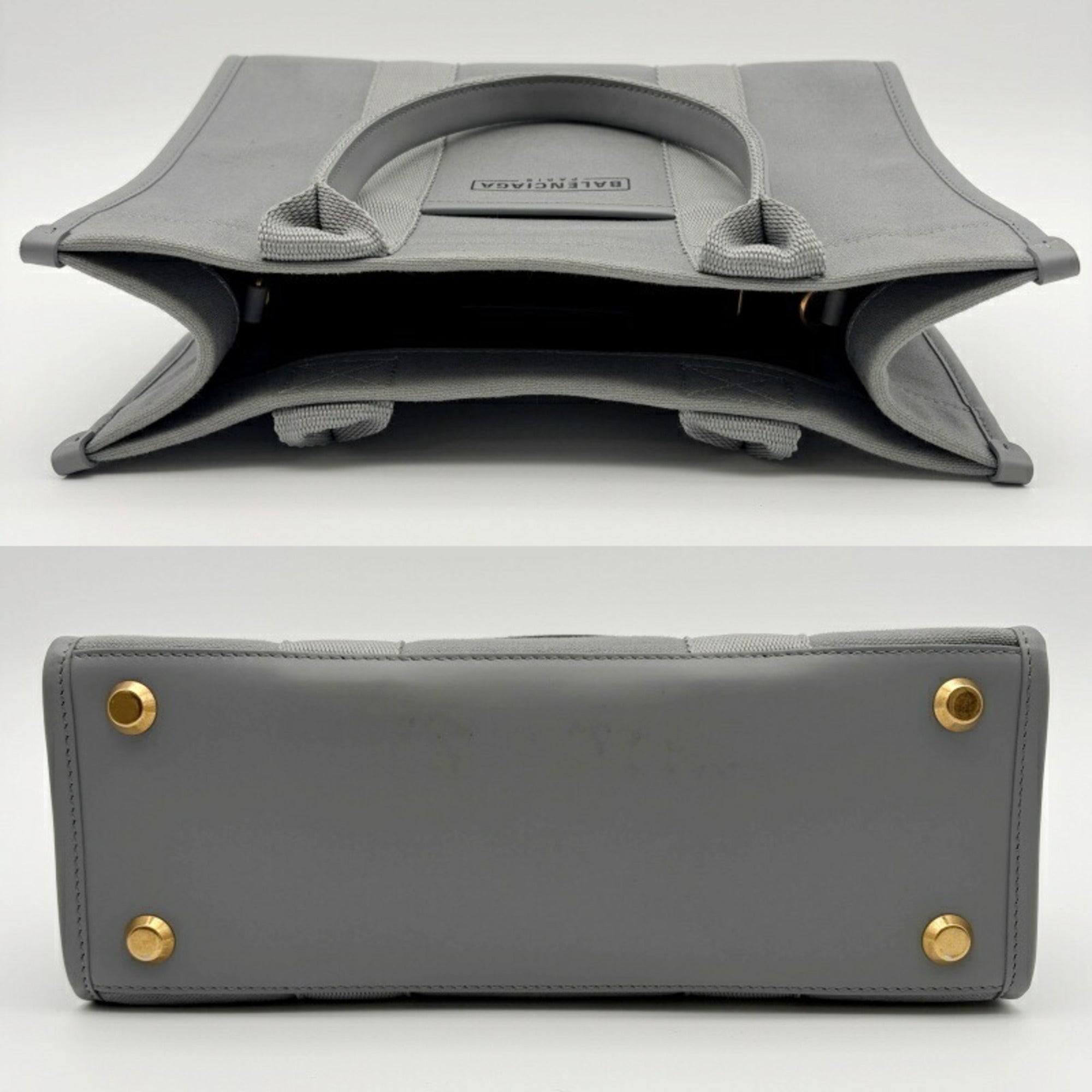 Balenciaga Gray Canvas Leather Tote Bag (Pre-Owned)