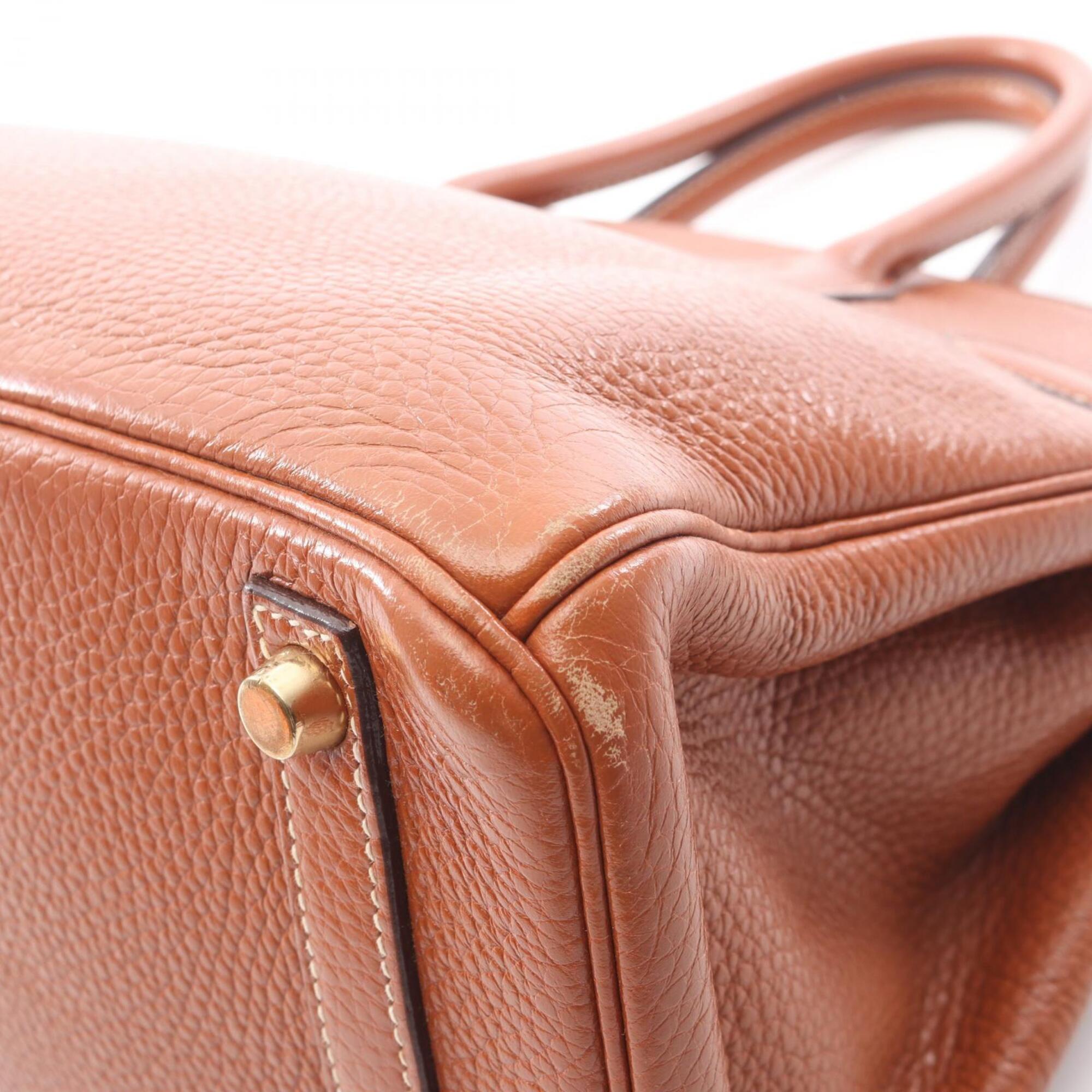 Hermes Brown Gold Taurillon Clemence Leather Leather Handbag (Pre-Owned)