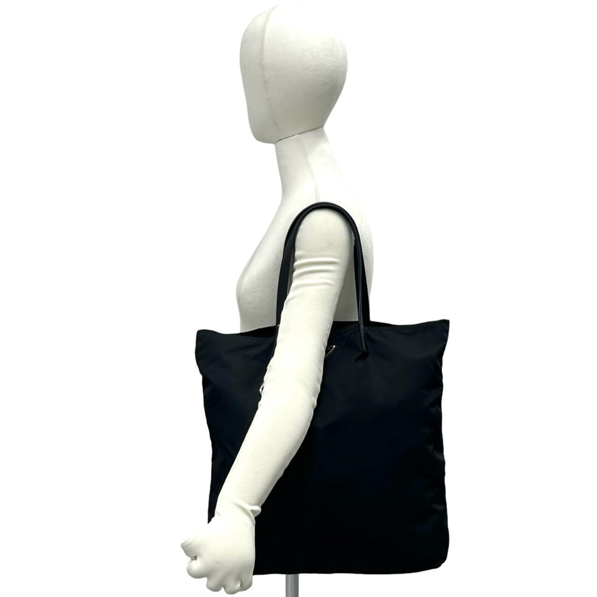 Prada Black Nylon Leather Handbag Tote Bag (Pre-Owned)